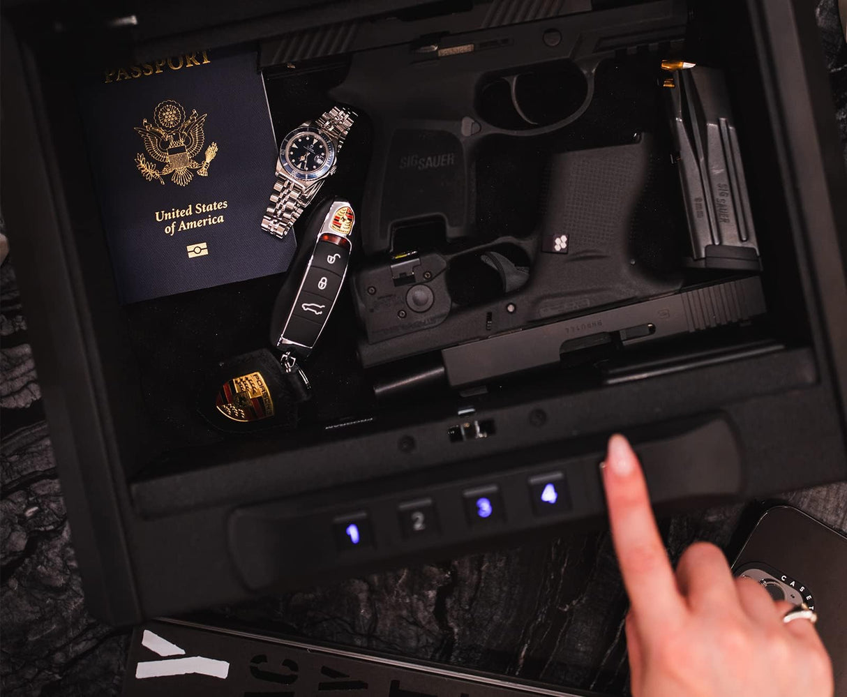RPNB Gun Safe, Quick Access Gun Safe for Handgun, Pistol Safe with Biometric Fingerprint and Quick Electronic Keypad, Handgun Safe for 2 Pistols and More RPNB