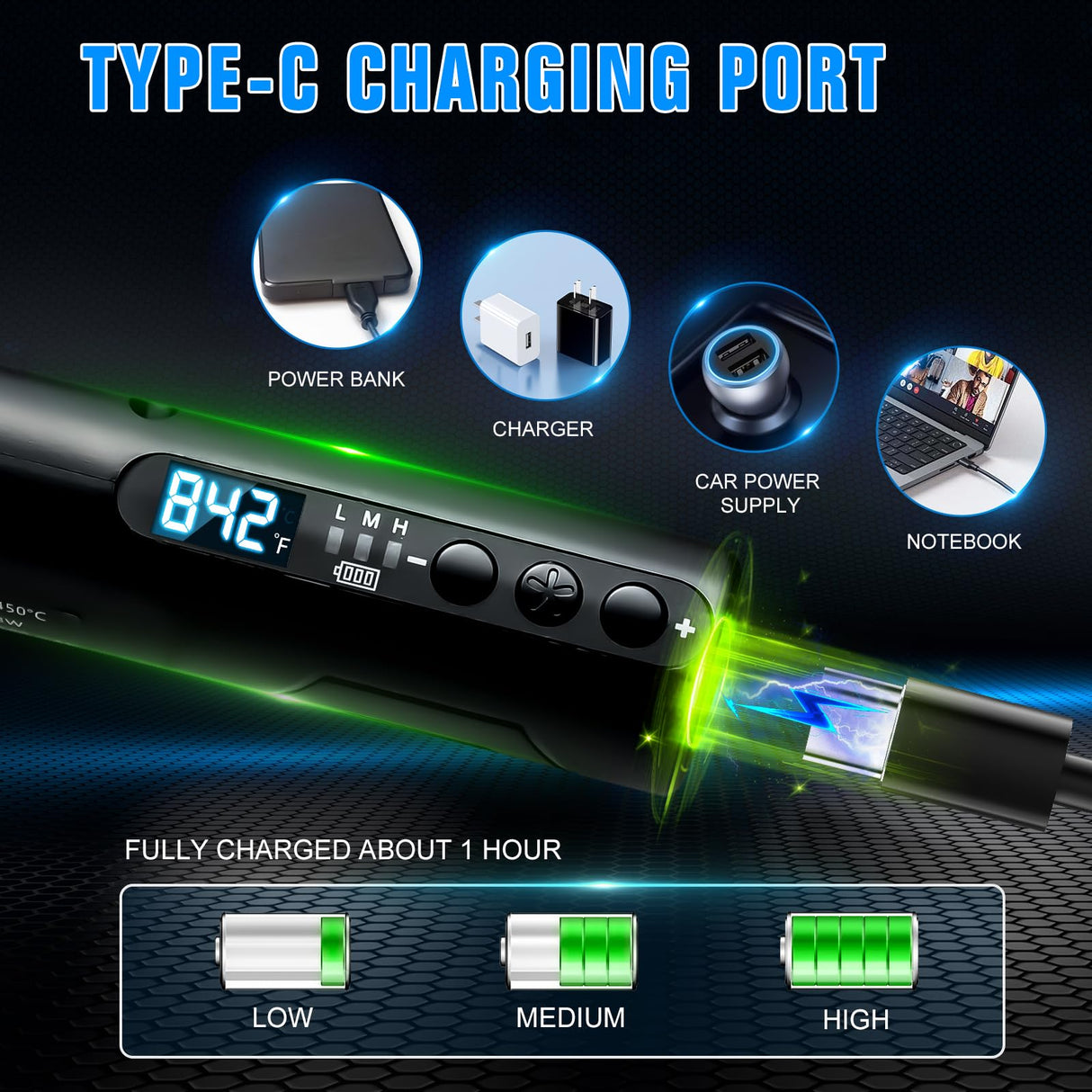 YesRight Soldering Iron Kit, Portable Soldering Gun with LED Digital Display, 392-842°F Adjustable Temperature Cordless Soldering Iron Pen Tool with 3 Soldering Tips for Precision Repair DIY YesRight