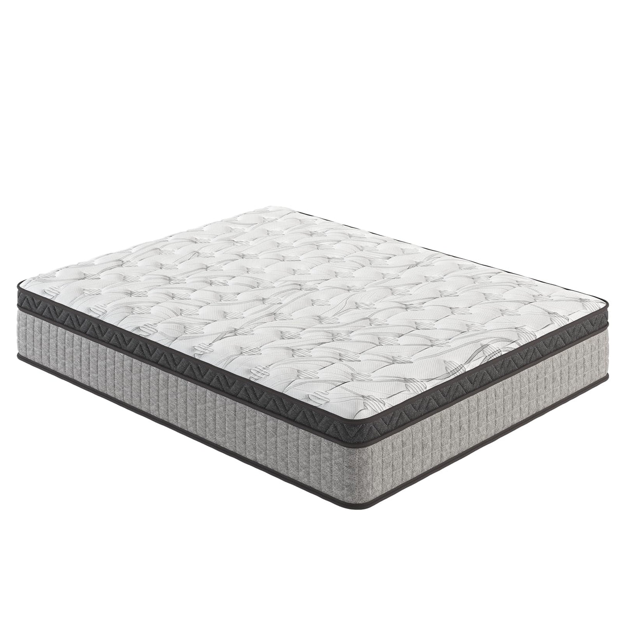 Twin Size Hybrid Mattress, 12 Inch, Gel Memory Foam & Individually Pocket Innerspring, Medium Firm, Grey MTSVMP