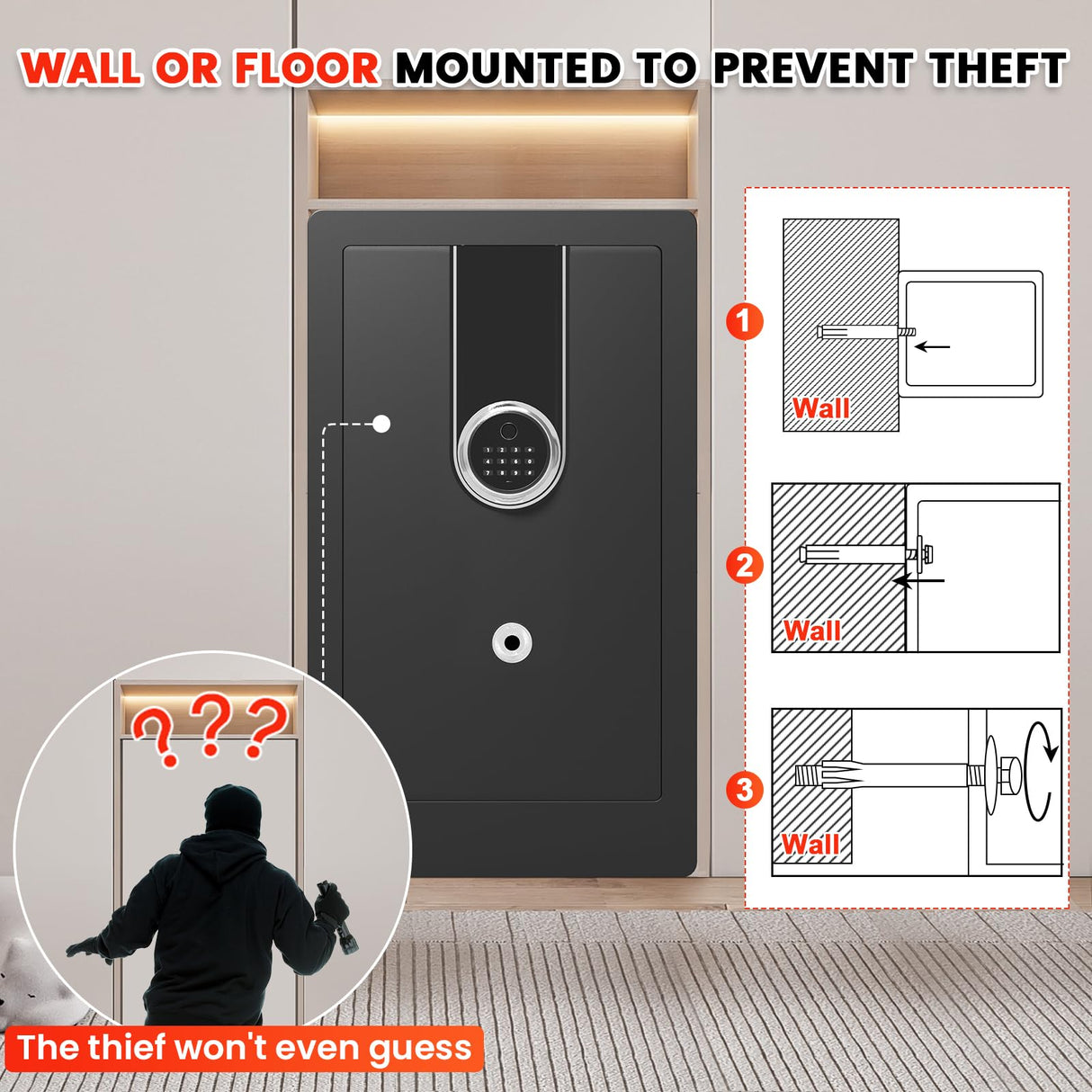 5.6 Cuft Biometric Fireproof Safe Box For Home, Heavy Duty Home Safe Fireproof Waterproof, Large Document Safe With Keypad, Anti-Theft Dual Alert, Mute Mode, Digital Security Safe For Jewelry Money Povanje