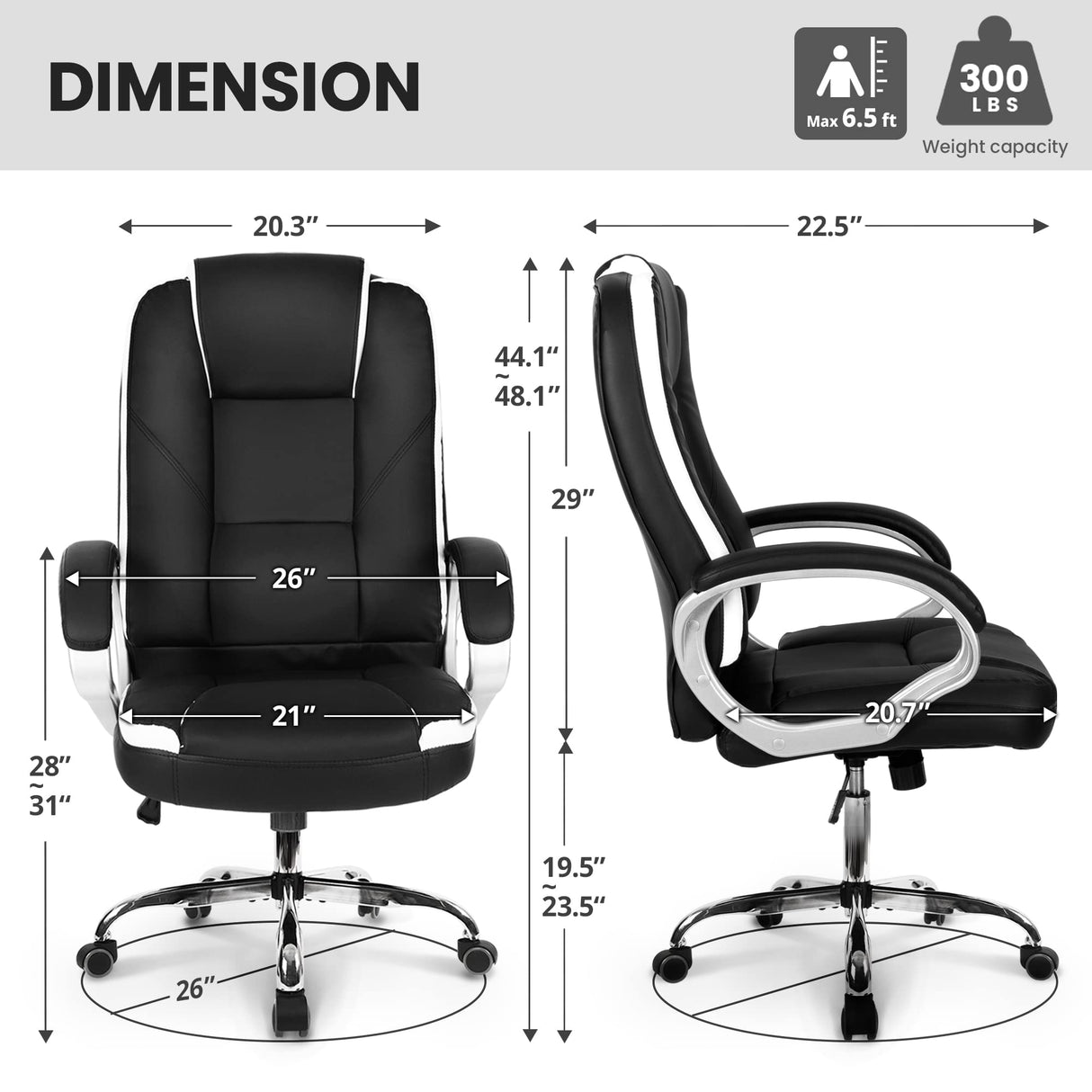 NEO CHAIR Office Chair Computer Desk Chair Gaming - Ergonomic High Back Cushion Lumbar Support with Wheels Comfortable Black Leather Racing Seat Adjustable Swivel Rolling Home Executive NEO CHAIR