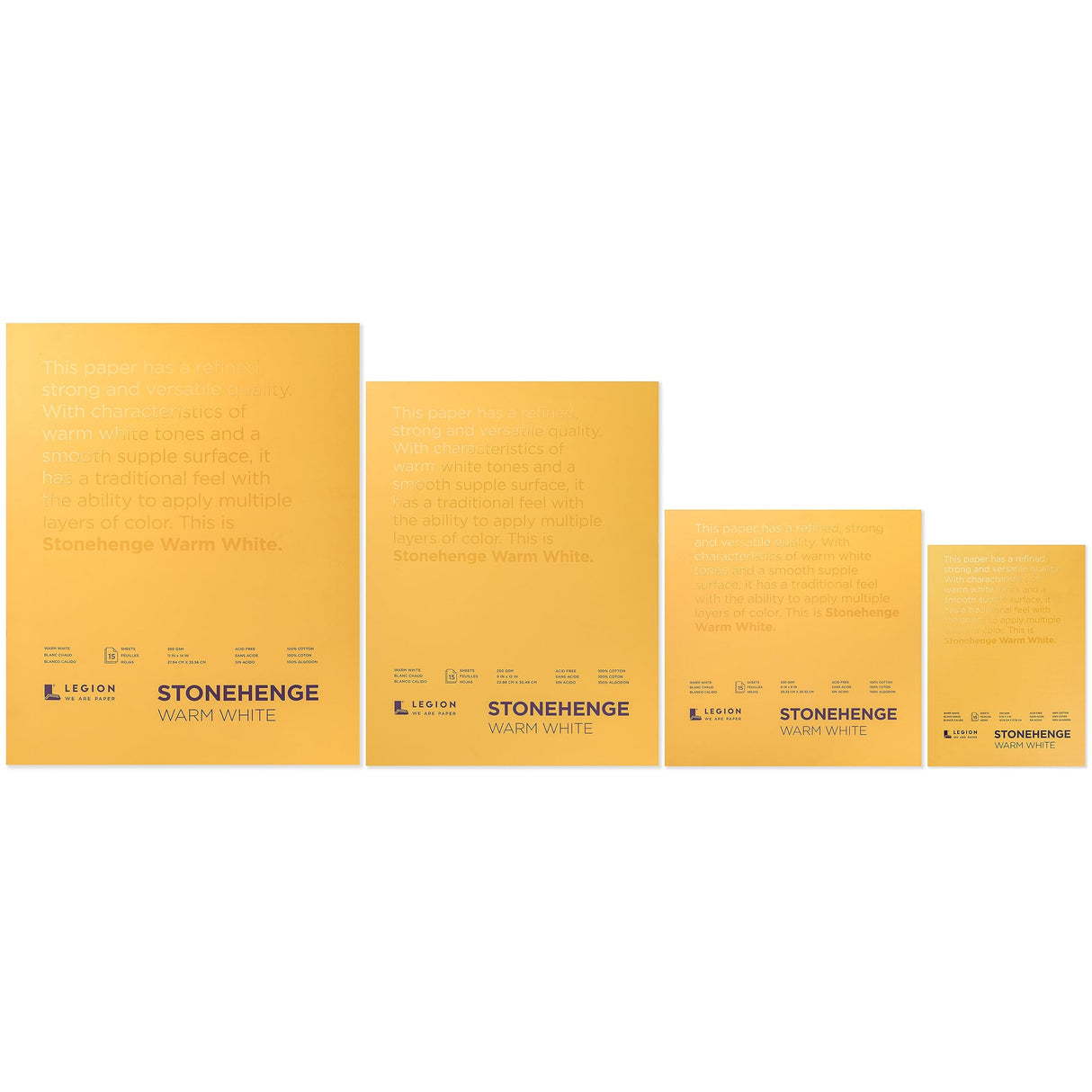 Stonehenge 100% Cotton Medium Weight Pad, Warm White, 5 x 7 inches, 250gsm, 15 Sheets for Dry Media Stonehenge