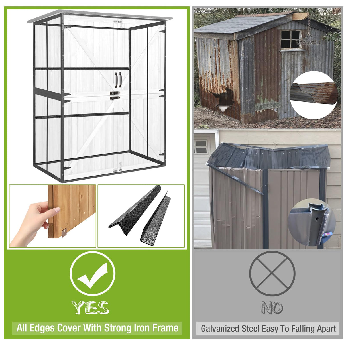 Shed Outdoor Storage Cabinet with Metal Frame Large Wooden Garden Shed Tool House with Floor,Door & Lock for Backyard Use GUTINNEEN
