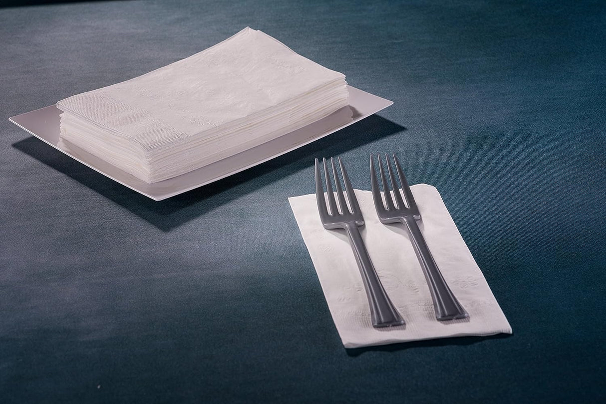 400 White Dinner Napkins 2-Ply - Eight Fold - 16.5"X15" - Dinner Napkins Disposable, Guest Bathroom Essentials, Wedding Napkins, Bridal Shower Napkins, Party Napkins, Napkins Bulk King Zak