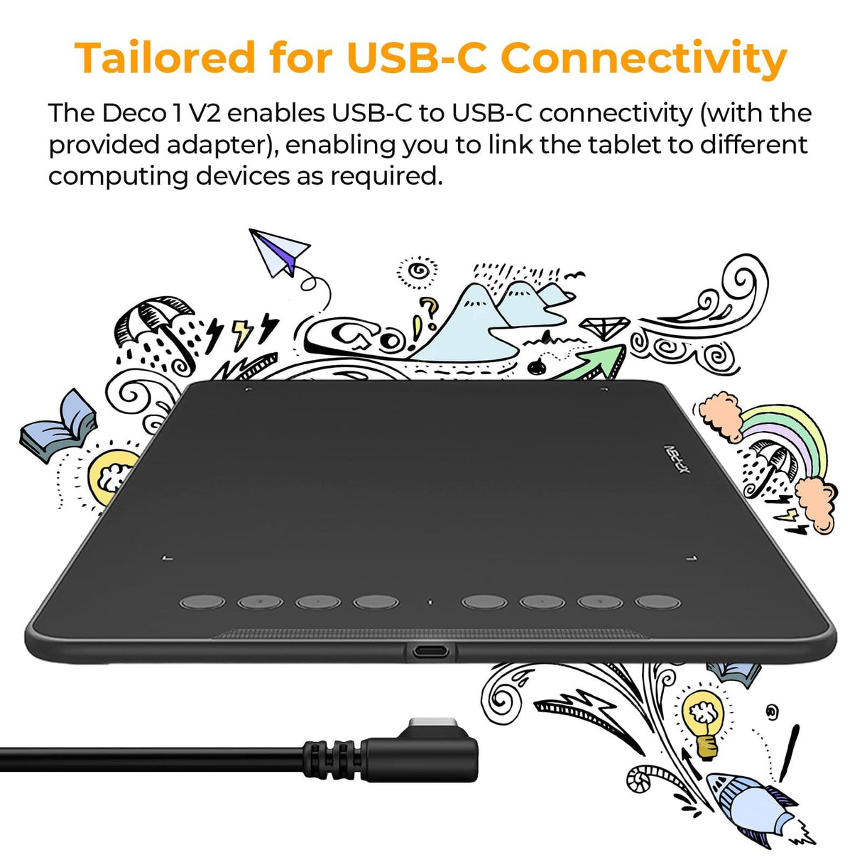 XPPen Updated Deco 01 V3 Drawing Tablet-16384 Levels of Pressure Battery-Free Stylus, 10x6 Inch OSU Graphic Tablet, 8 Hotkeys for Digital Art, Teaching, Gaming Drawing Pad for Chrome, PC, Mac, Android XP-PEN