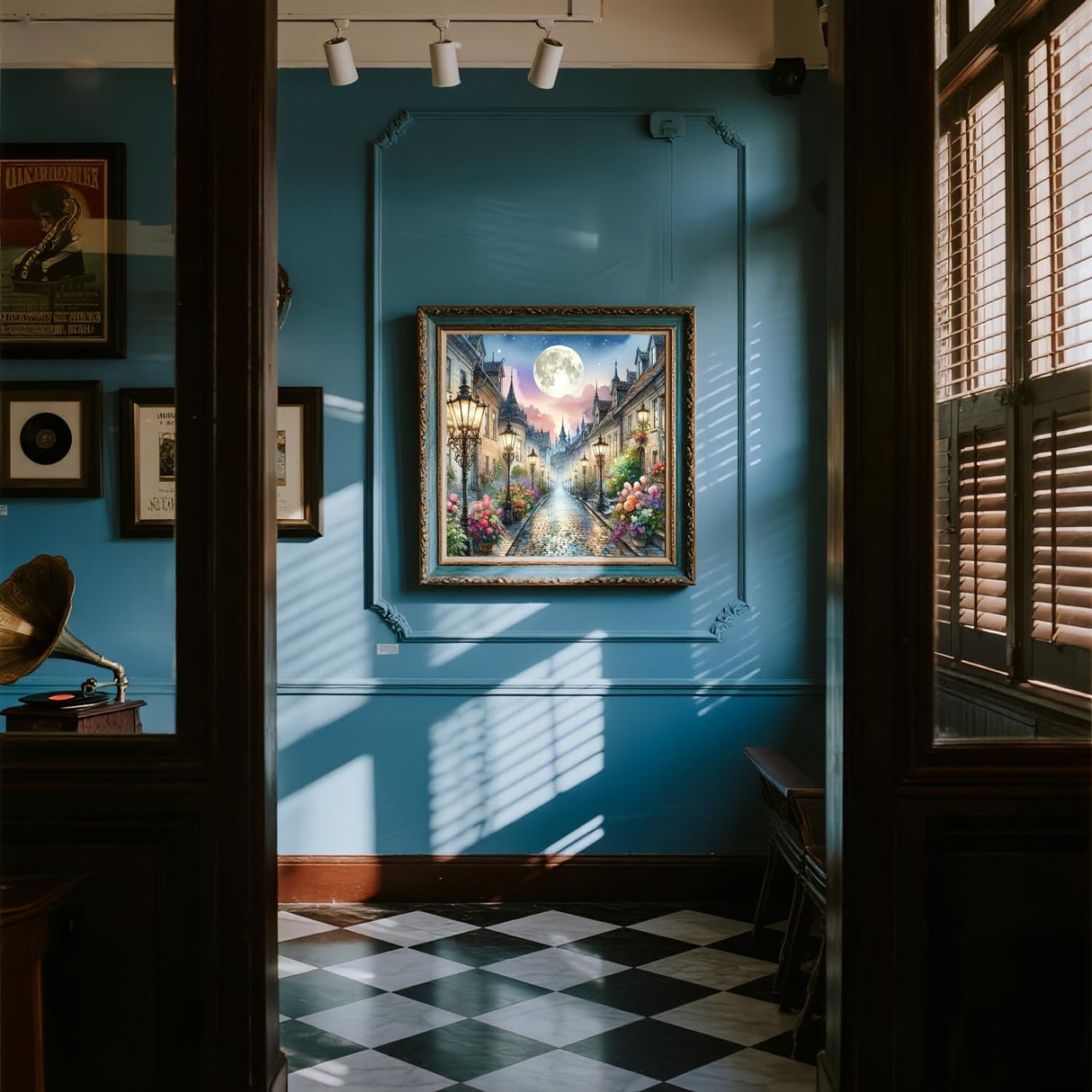 5D Diamond Art Kits for Adults Beginners,Romance Street DIY Full Round Drill Diamond Painting Kits,Night Moonlight Paint by Diamonds Dots Gem Art Easy,Home Wall Decor 14X14 Inch Acelii