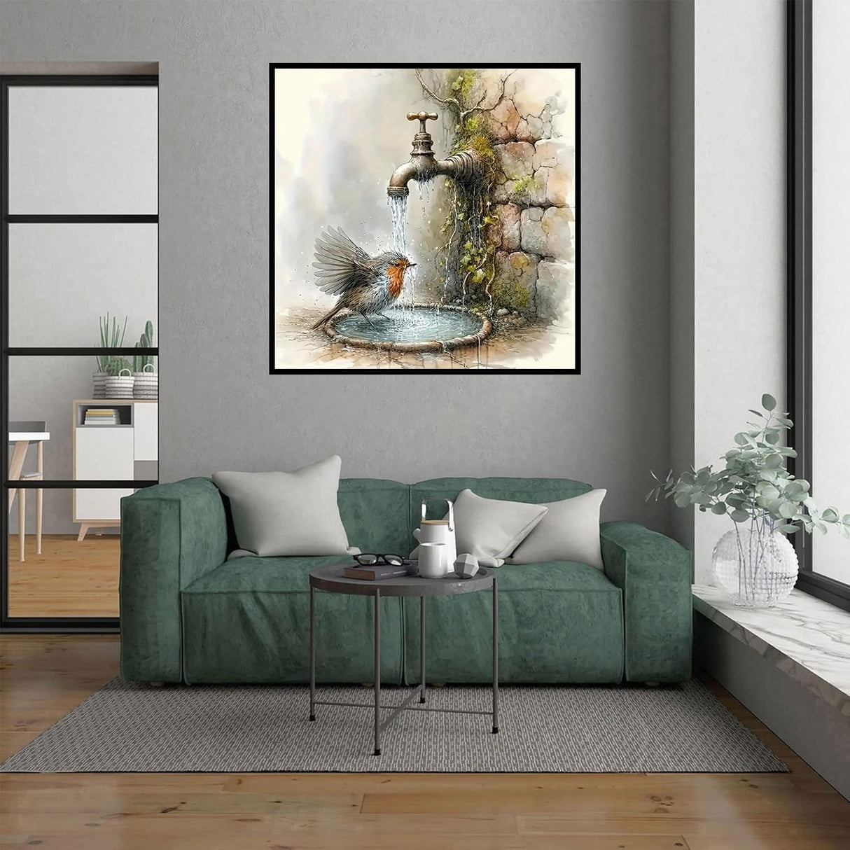 Xylogist Bird Bath Diamond Art Kits for Adults, Bird Diamond Painting for Beginners, 5D DIY Full Drill Diamonds Gem Craft Art Home Wall Decor 12x12Inch Xylogist