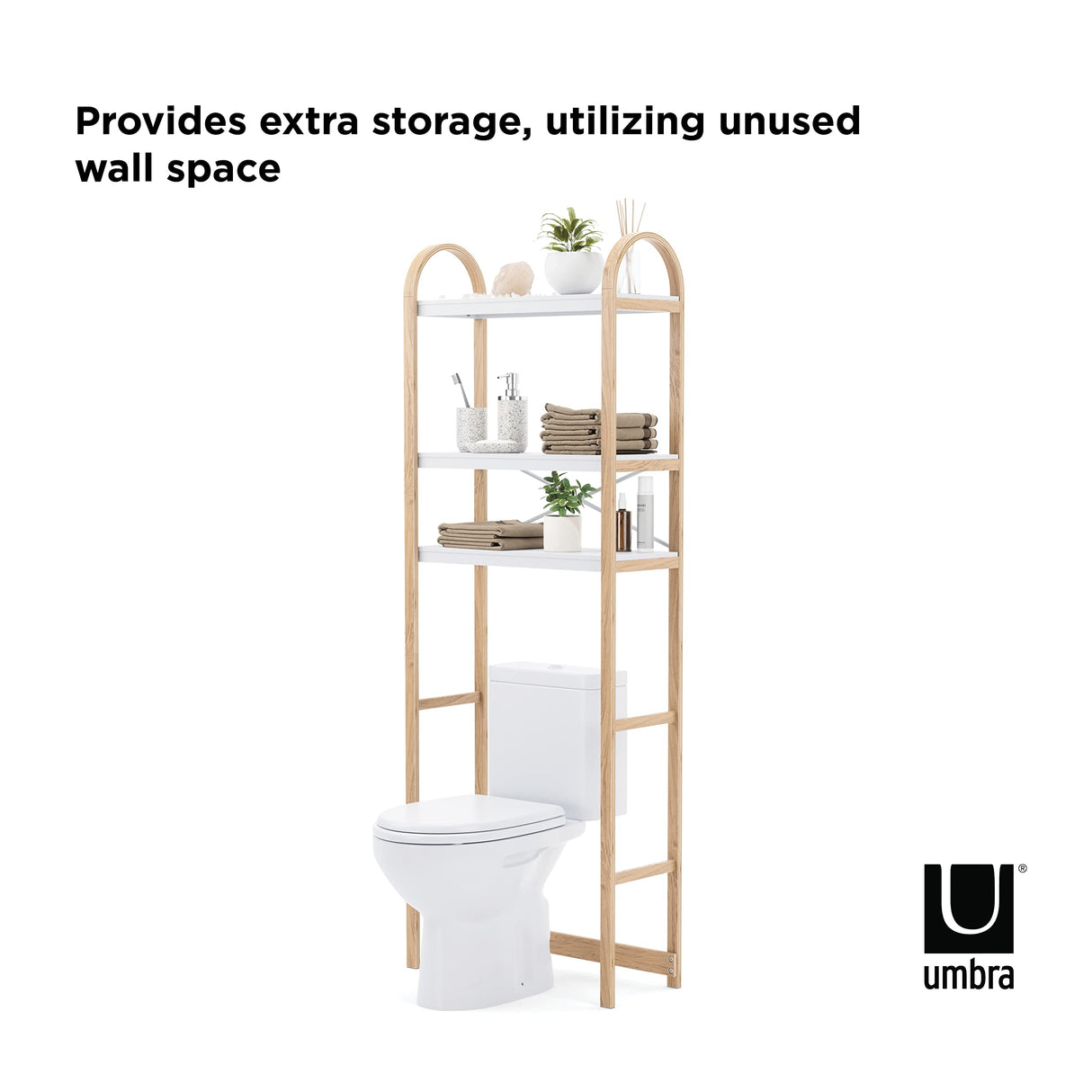 Umbra Bellwood Over The Toilet Shelf System, White/Natural Umbra
