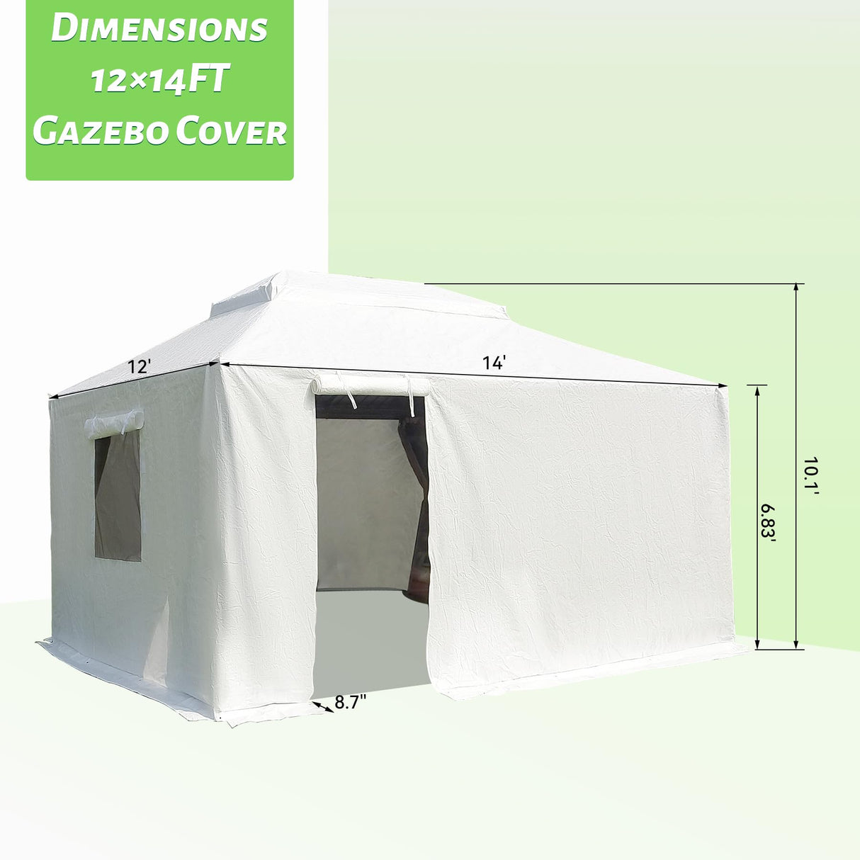 Domi 12’x14’ Gazebo Cover for Hardtop Gazebos, Outdoor Universal Winter Gazebo Cover with Sidewalls and Mesh Windows, All Season Waterproof Enclosed Gazebo Cover, White domi outdoor living
