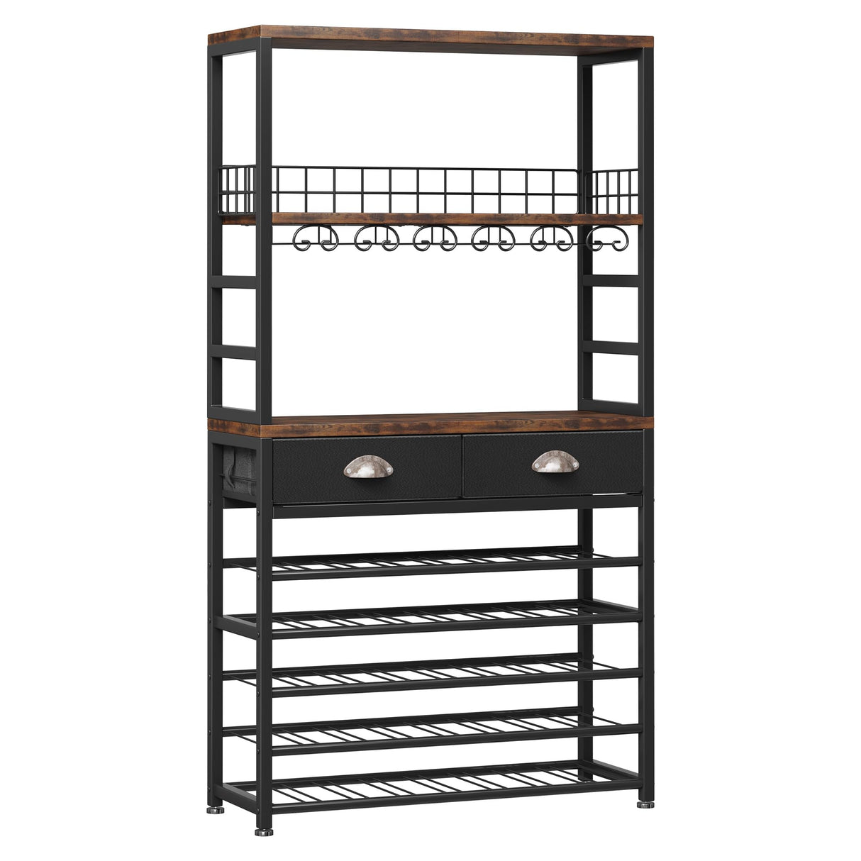 Homeiju Wine Cabinet with Storage, Bar Cabinet with Wine Rack, 6-Tier with Tabletop, Storage Drawer and Wine Storage for Home Bars Homeiju