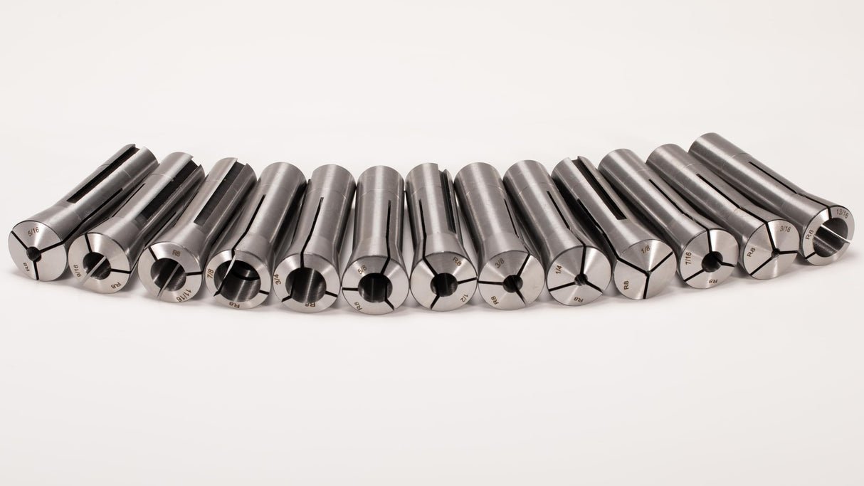 MACHALLY Precision R8 Collet Set, 13pcs, 1/8" to 7/8" Carbon Steel, Mill Collet Set, 0.0006" TIR, 7/16"-20 Thread, for Milling & Mill Chuck Holder MACHALLY