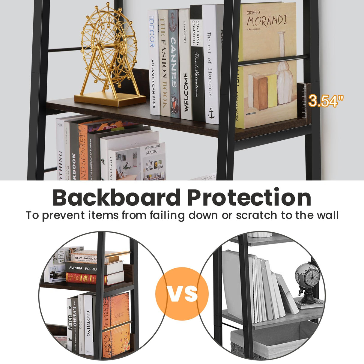 Himimi Ladder Bookshelf, 5 Shelf Bookcase Industrial Bookshelf Wood and Metal Bookshelves, Plant Flower Stand Rack Book Storage Shelves for Living Room, Bedroom, Home Office (2 PCS) Himimi