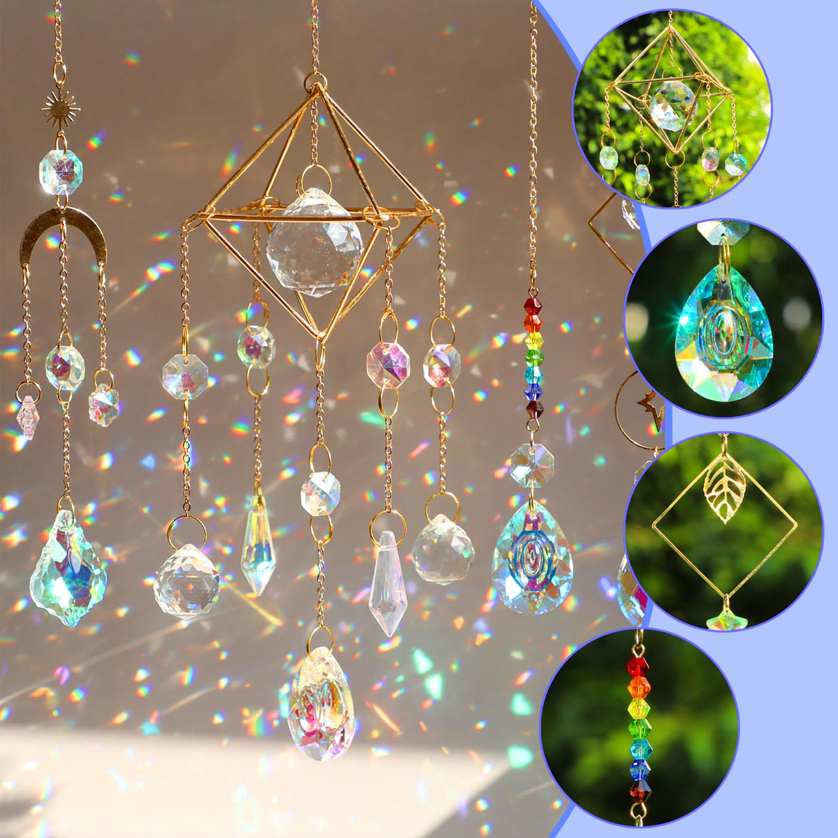 HYBEADS DIY Suncatchers, 400 pcs Sun Catchers Making Supplies Kit Art and Crafts for Adults Prism Hanging Decorative Suncatcher with Crystals Rainbow Maker for Indoor Windows Office Home Decor HYBEADS