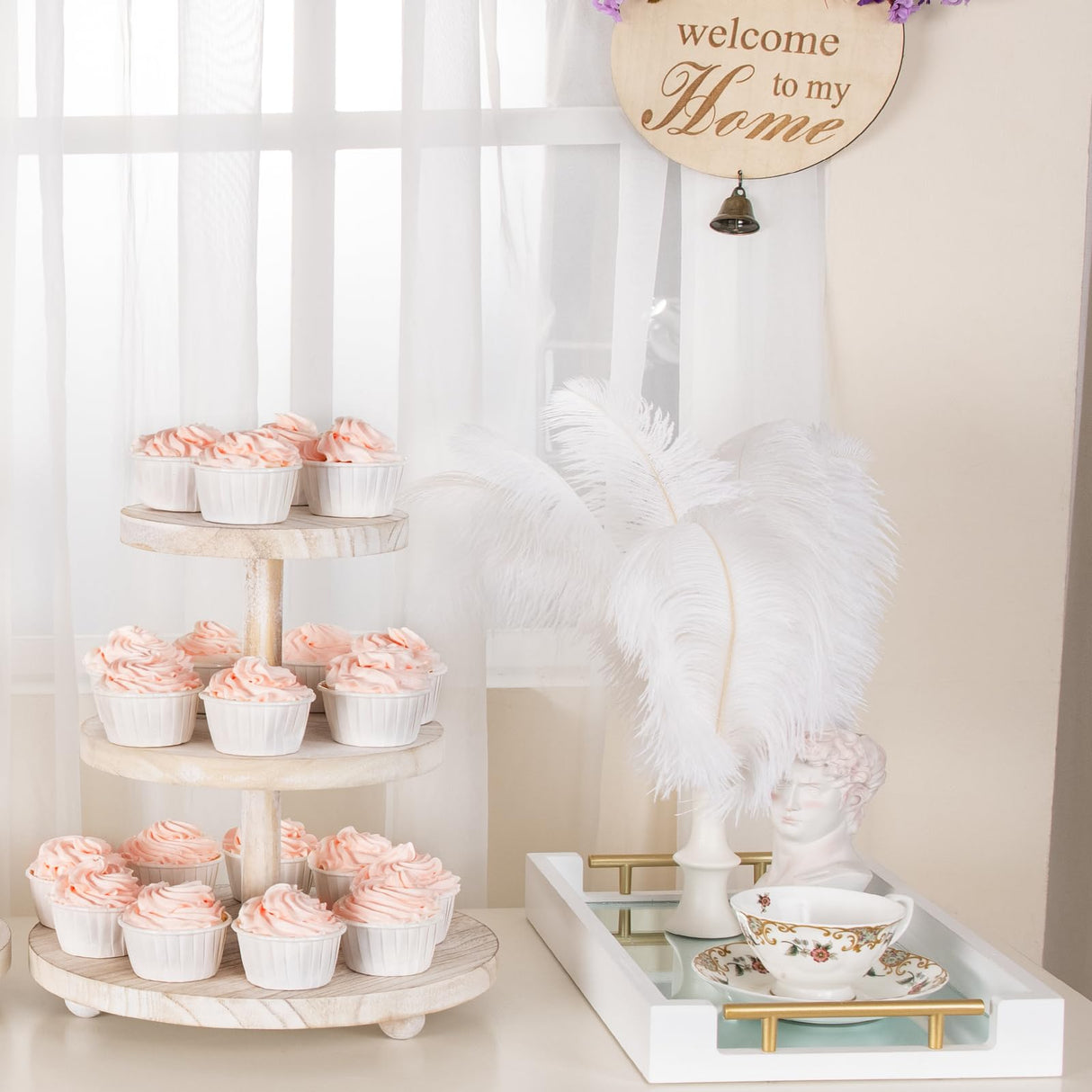 VIVIRBIEN 3 Tier Cupcake Stand Round,Wood Cake Stand with Tiered Tray Decor,Rustic Cake Stand,Cupcake Display for Home Tea Party, Birthday, Wedding, Farmhouse Decor,Woodland Baby Shower…… VIVIRBIEN