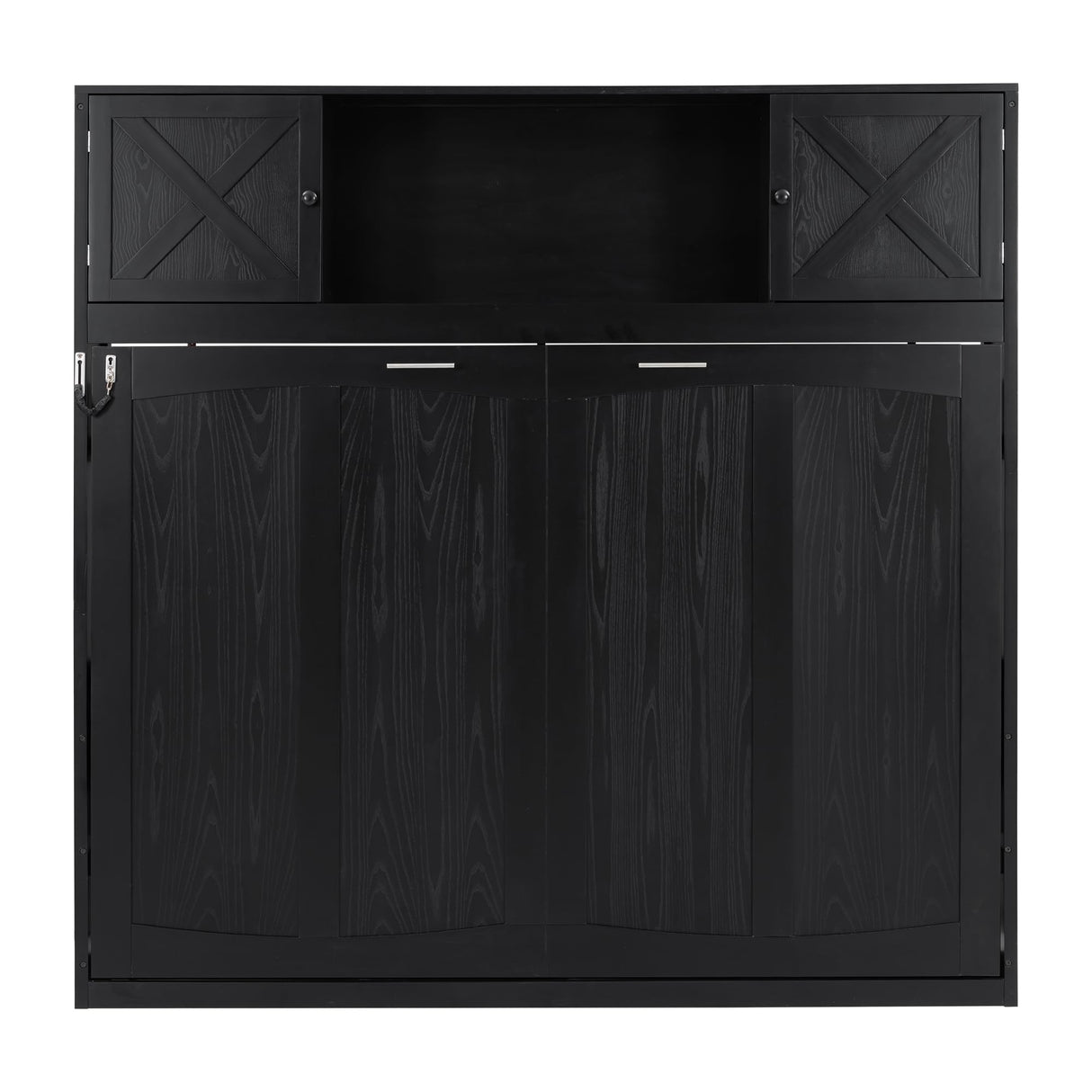 Harper & Bright Designs Full Size Murphy Bed, Wood Murphy Bed Wall Bed with Storage Cabinets, Black Harper & Bright Designs