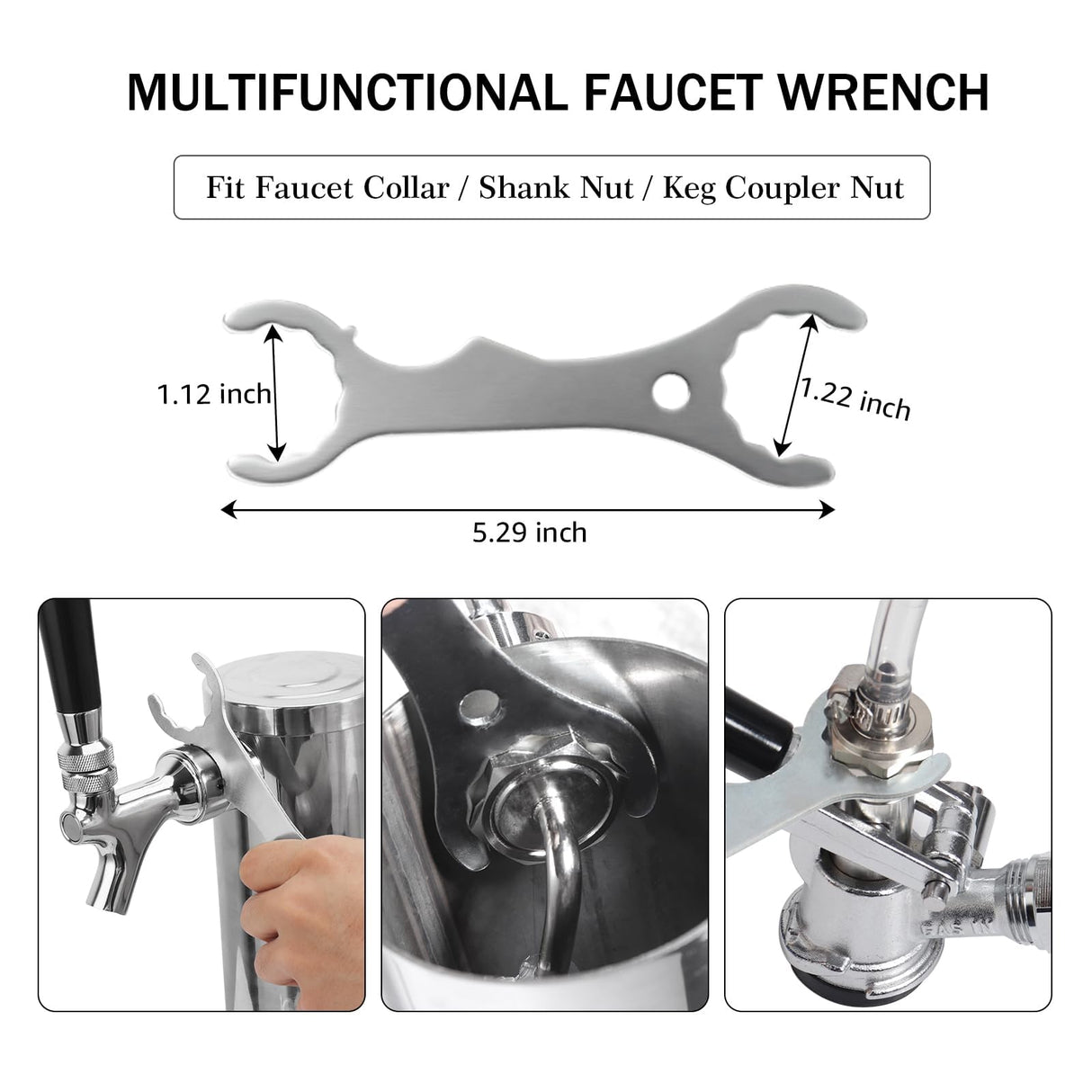 Hilangsan Draft Beer Faucet Beer Line Shank Kit Kegerator Parts Beer Tower Dispenser Replacement Set Self-Closing Beer Tap Wrench I.D.3/16” Beer Tubing 1/4”Keg Coupler Barb Cleaning Brush Tap Cover Hilangsan