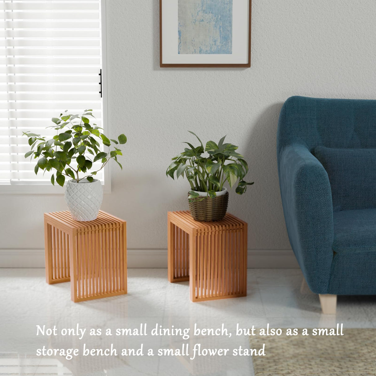 APRTAT Bamboo Dining Bench Indoor Small Bench Entryway Shoe Rack Bench,Outdoor Modern Wood Benches 17 Inch Bamboo Bench for Living Room Hallway Bedroom Bathroom APRTAT