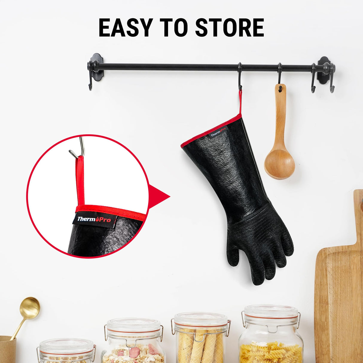 ThermoPro BBQ Gloves Oven Gloves, 932°F Heat Resistant Gloves for Cooking, 14" Waterproof Grilling Gloves for Men/Women, Non-Slip Neoprene Fire Gloves for Fire Pit BBQ Smoker Accessories ThermoPro