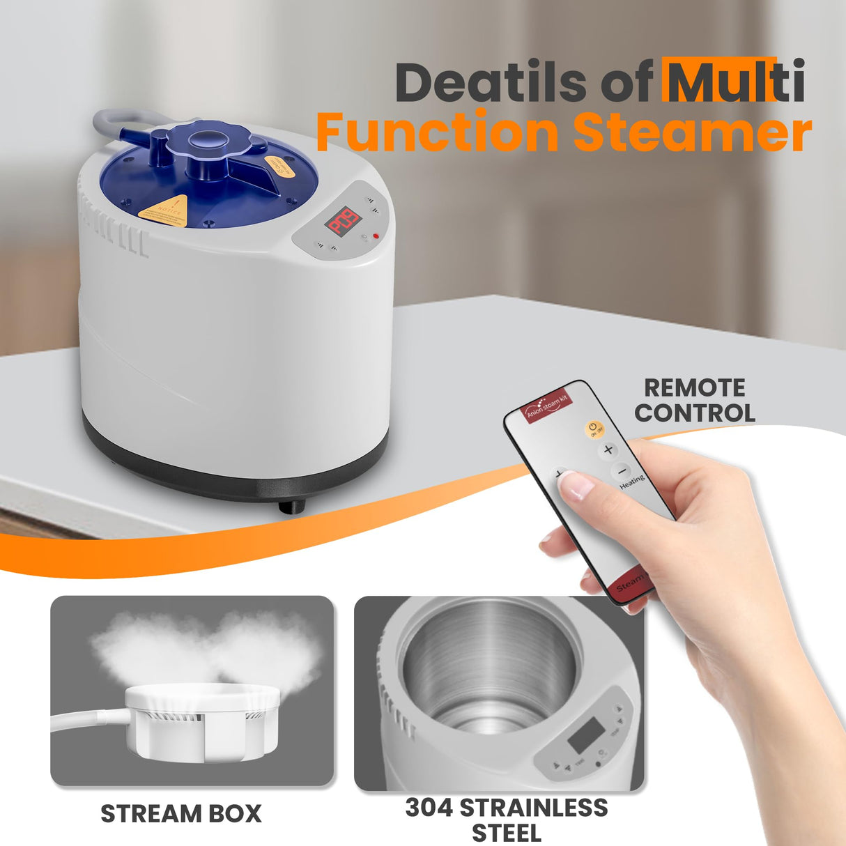 Manastin Portable Large Home Steam Sauna with 3L High Capacity Steamer, Personal Sauna Tent with Remote Control, 15 Levels Sauna Box with Folding Chair, Black (Large) Manastin