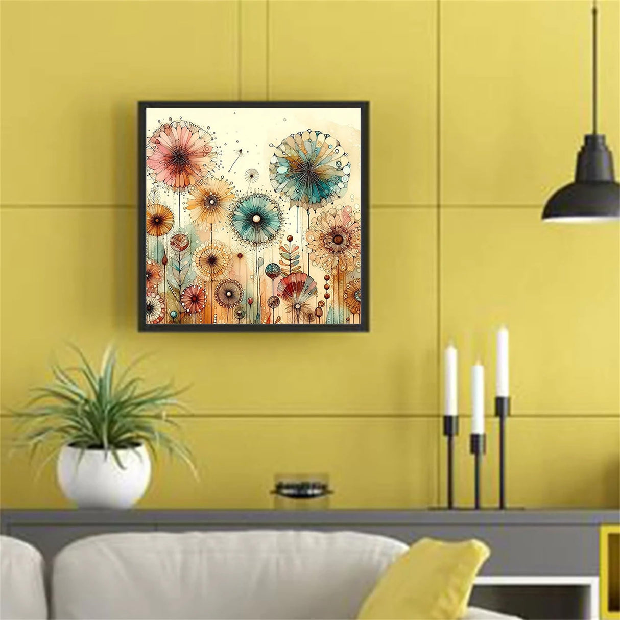 Hestarcul DIY Dandelion Diamond Art Kits for Adults,5D Diamond Painting Kit for Beginner,Full Round Gem Art Paint by Diamond for Home Wall Decor,Gift for Woman. (Dandelion) Hestarcul