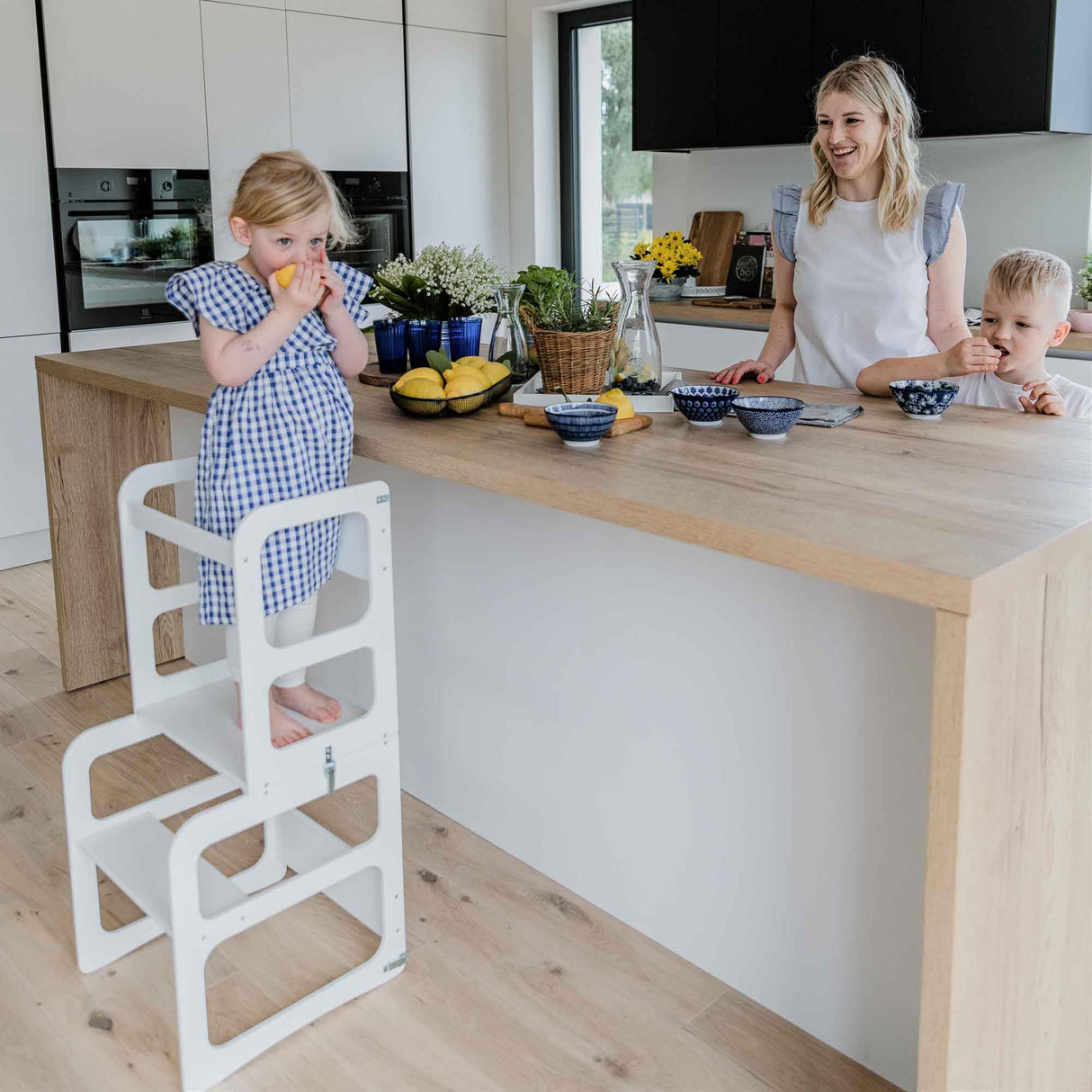 2-in-1 Kitchen tower, Transformable kitchen tower, Kitchen step stool, Weaning table and chair, Kids table and chair Sweet Home From Wood