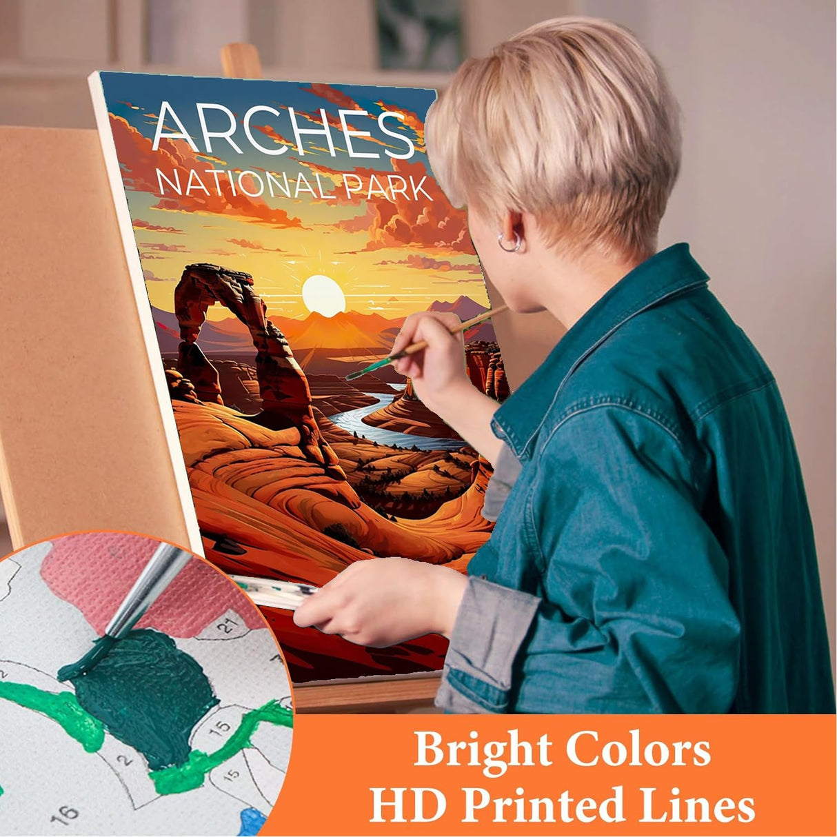 AOSGEDY 6 Pack Paint by Numbers Kit for Adults Beginner, National Park Adult Paint by Number Kits on Canvas Without Frame, DIY Landscape Painting with Numbers Craft for Home Decor 10x14 Inch AOSGEDY