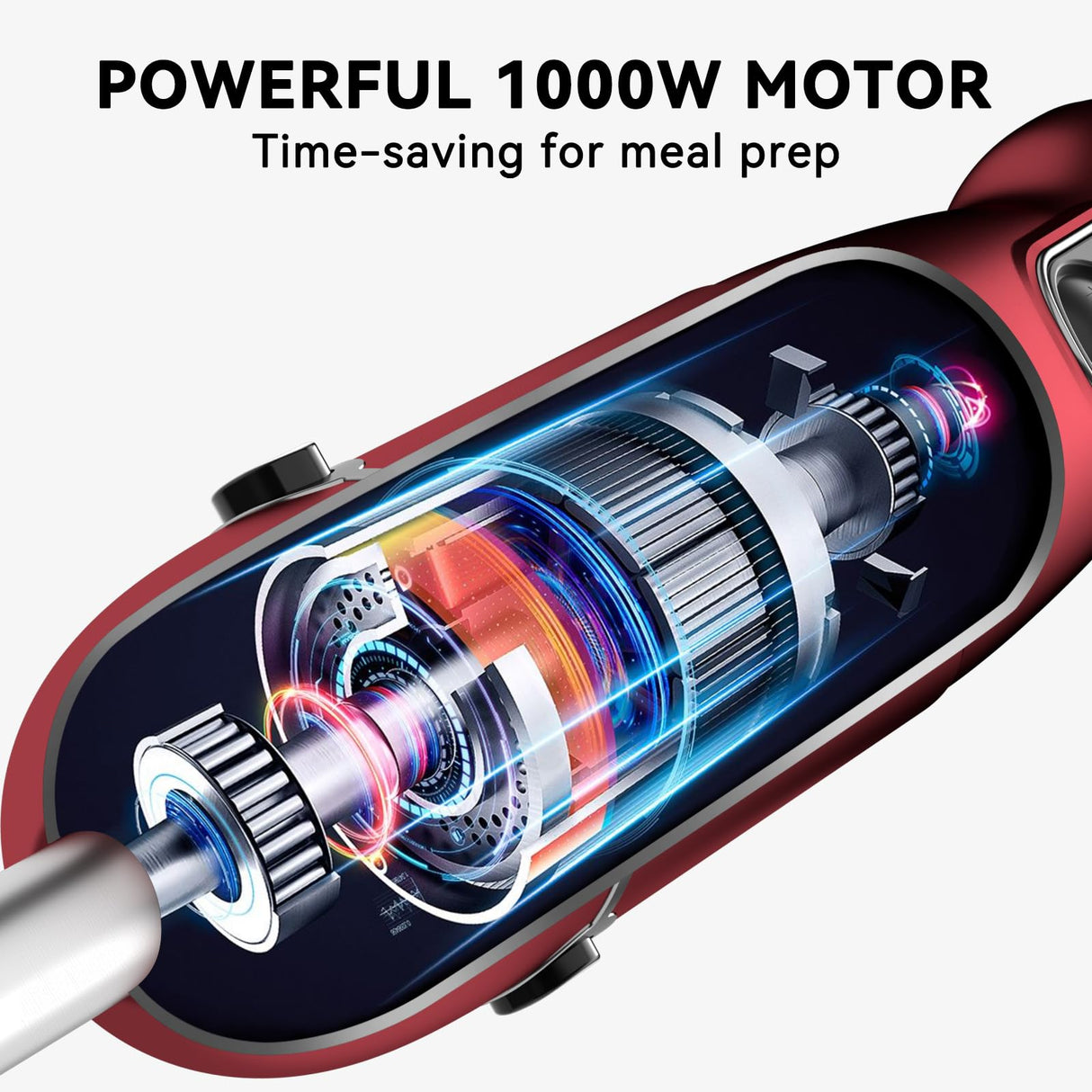 Immersion Blender 5 in 1 Hand Blender, Abuler 1000W Hand Mixer Stick,12 Speed Handheld Blender 304 Stainless Steel with 600ml Mixing Beaker, 500ml Chopper, Whisk and Milk Frother for Soup, Baby Food Abuler