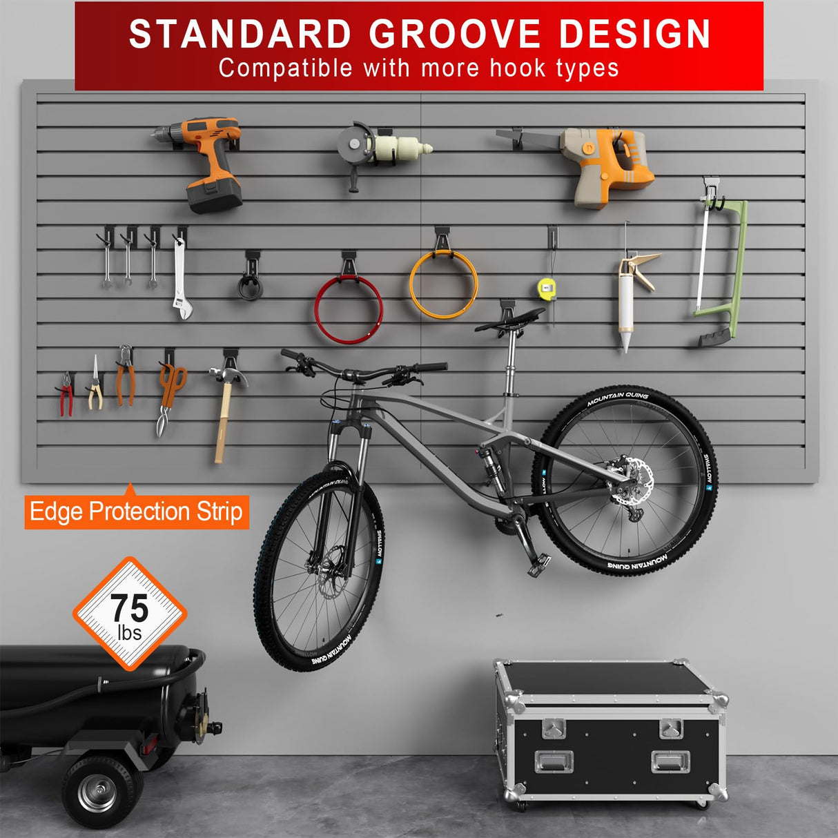 Ginchain 4 x 8 FT Slatwall Panel Garage Wall Organizer, Heavy Duty Slat Wall Paneling Sheets, Interlocking PVC Panels, Garage Slatwall for Tool Organization Mounted Storage Systems Ginchain