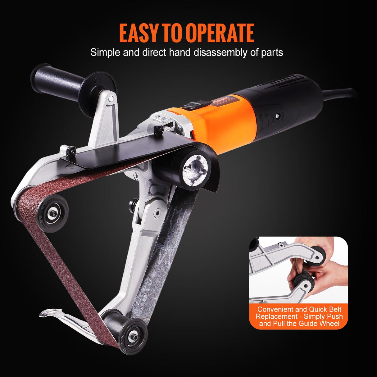 VEVOR Pipe Tube Polisher Sander, 1000W Pipe Belt Sander with 6 Variable Speeds 1100-3200rpm, Professional Belt Sander Grinding Machine with 3PCS VEVOR