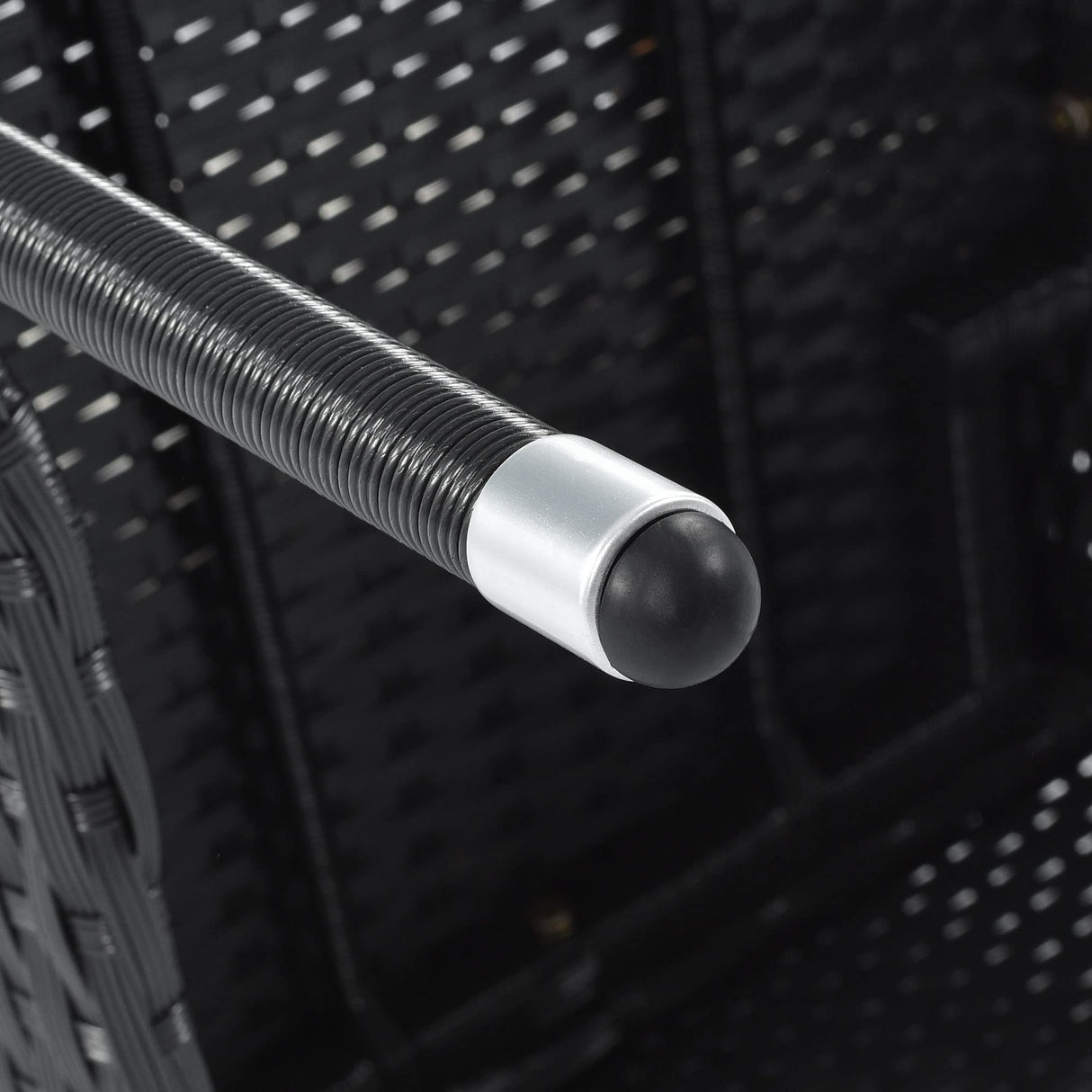 Brabrety 7-Piece Outdoor Patio Dining Set, Garden PE Rattan Wicker Dining Table and Chairs Set, Acacia Wood Tabletop, Stackable Armrest Chairs with Cushions (Reddish-Brown ~009) Brabrety