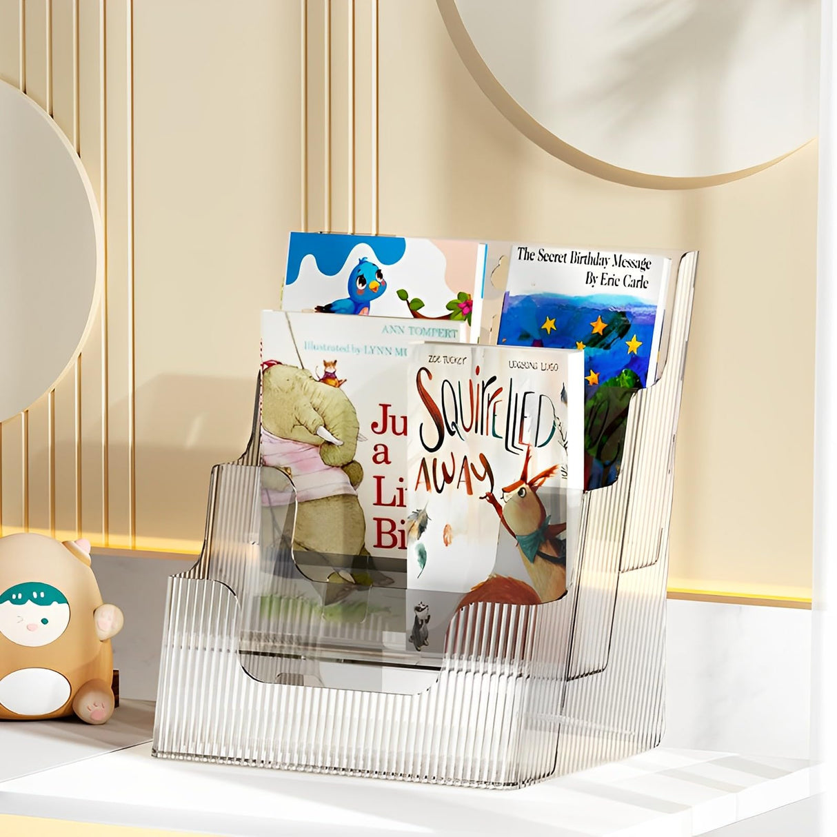 Gagee 2 Pack Brochure Display Stand or Wall Mount 8.5 x 11 inch,3 Tier Magazine Holder,Clear Stands for Display Literature,Brochures,Pamphlet,Flyer,Paper Document Gagee