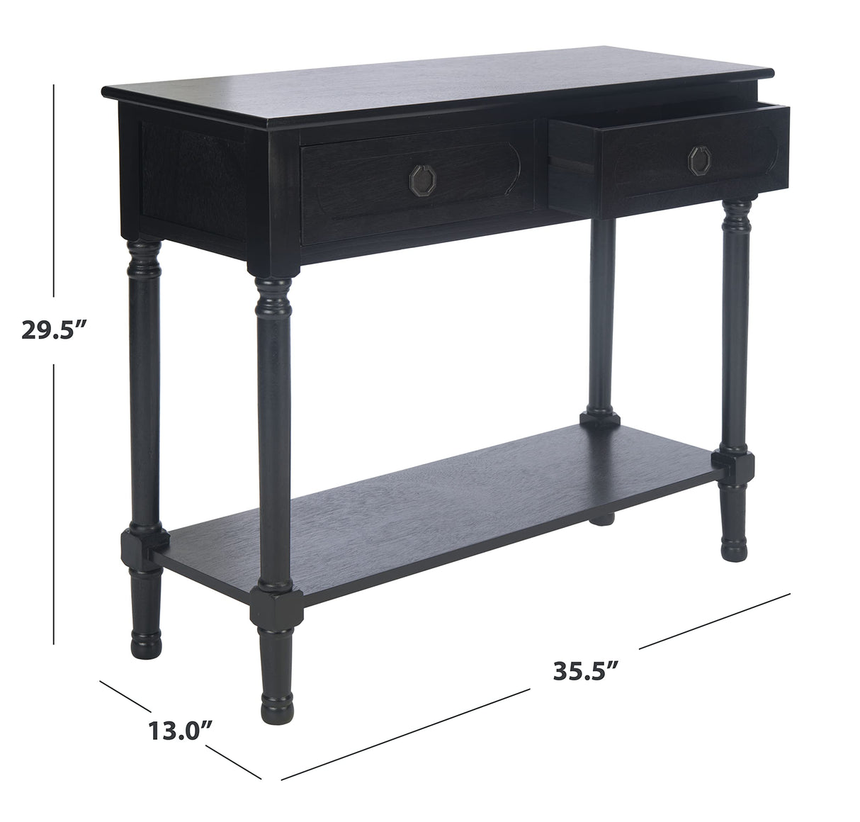 Safavieh Home Collection Allura Black 2-Drawer Bottom Shelf Console Table Safavieh