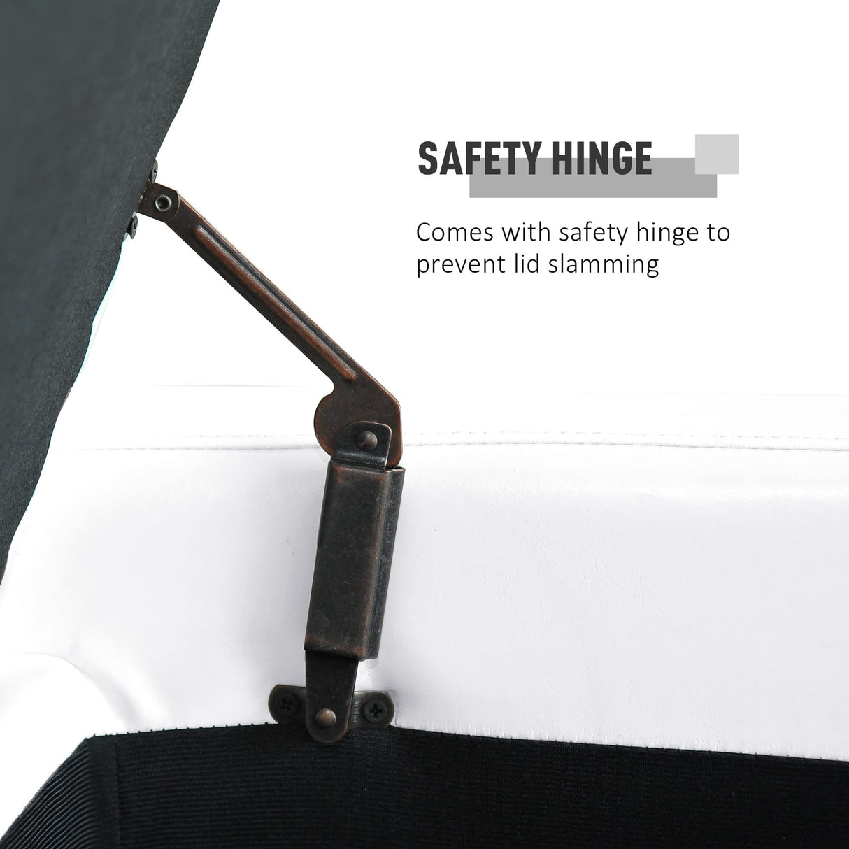 HOMCOM Large 51" Storage Ottoman, Tufted Faux Leather Storage Bench for Living Room, Entryway, or Bedroom, Cream White HOMCOM