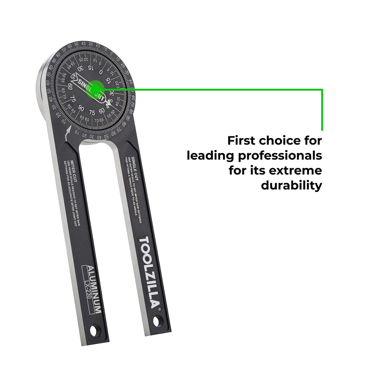 Toolzilla 7-Inch Aluminum Miter Saw Protractor Angle Finder - Measuring Tool with Multiple Scales Features for Woodworking Metalworking and All Building Trade TOOLZILLA