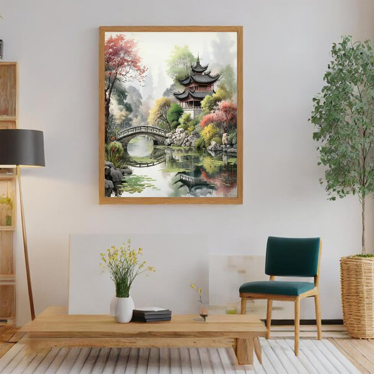 VNUIEHG Paint Your Passion Premium Paint-by-Numbers Kit for Artists, Chinese Traditional Landscape Garden, 40x50cm, Without Frame VNUIEHG