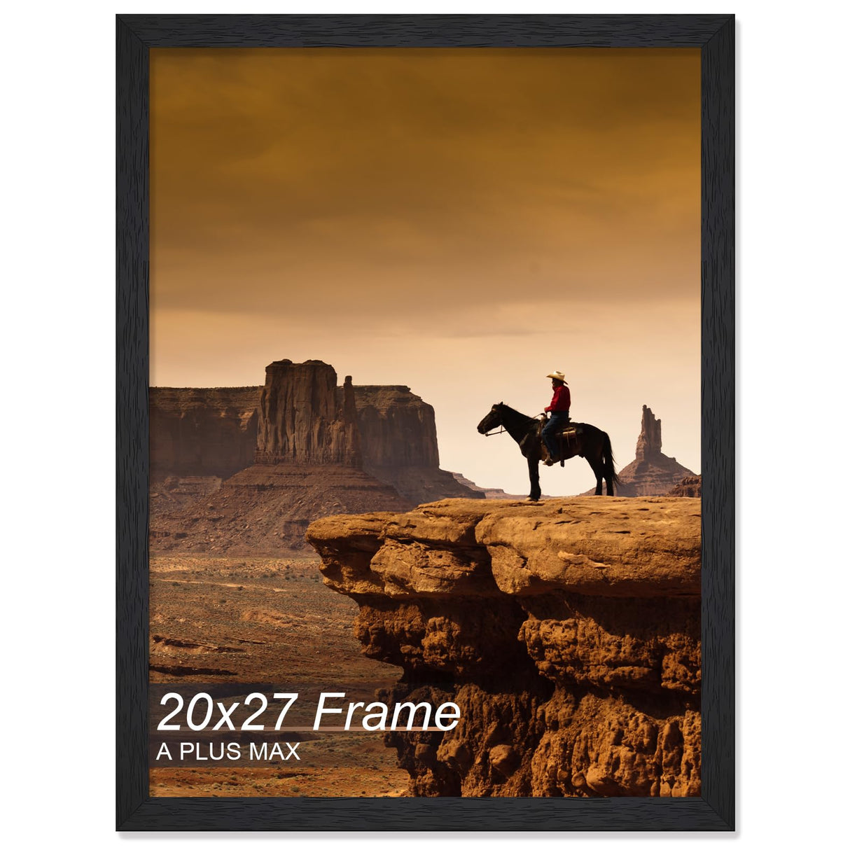 A PLUS MAX 20x27 Frame, Black Engineered Wood Picture Frame for 20 x 27 Inch Puzzle Poster Photo, Light Weight 20 by 27 Poster Frame with Wood-grain for Wall - 1 Pack/Black/20 x27 A PLUS MAX
