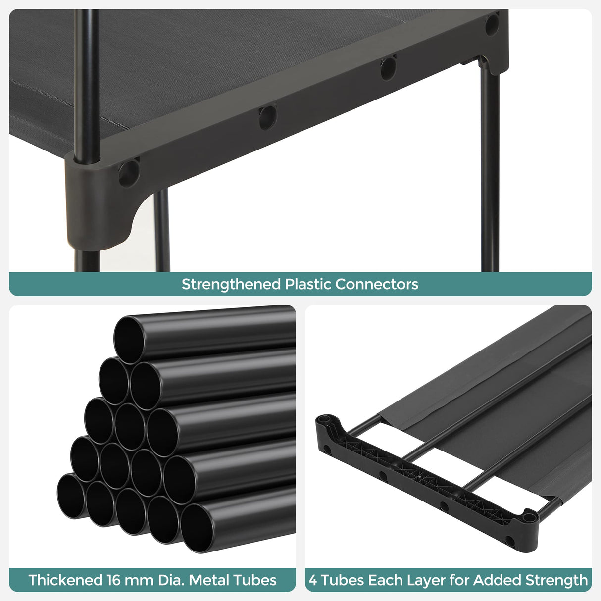 SONGMICS Portable Closet, Freestanding Closet Organizer, Clothes Rack with Shelves, Hanging Rods, Storage Organizer, for Cloakroom, Bedroom, 44.1 x 16.9 x 65 Inches, Black URYG24BK SONGMICS