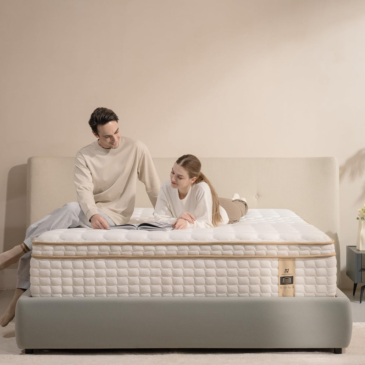 Queen Mattress,12 Inch Queen Size Mattresses in a Box,Memory Foam Hybrid Mattress ,with Individual Pocket Spring for Motion Isolation & Silent Sleep&Lumbar Support & Pressure Relief,Medium Firm AN Adamant Noyau