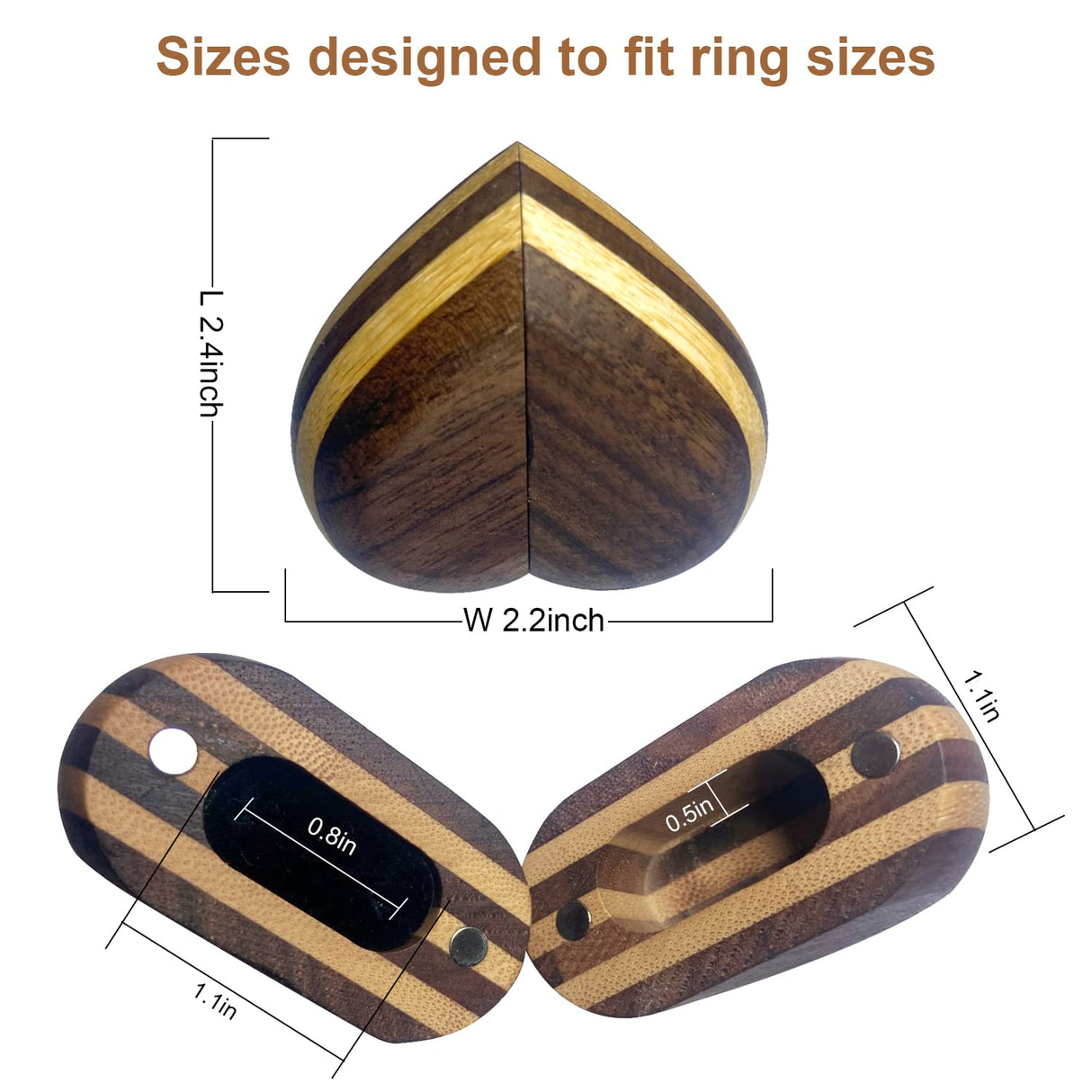 muchly Heart Shaped Wedding Ring Box for Proposal-Handmade Wood Engagement Ring Box-Rustic bearer box-Vintage ring box for wedding(Black and yellow)… muchly