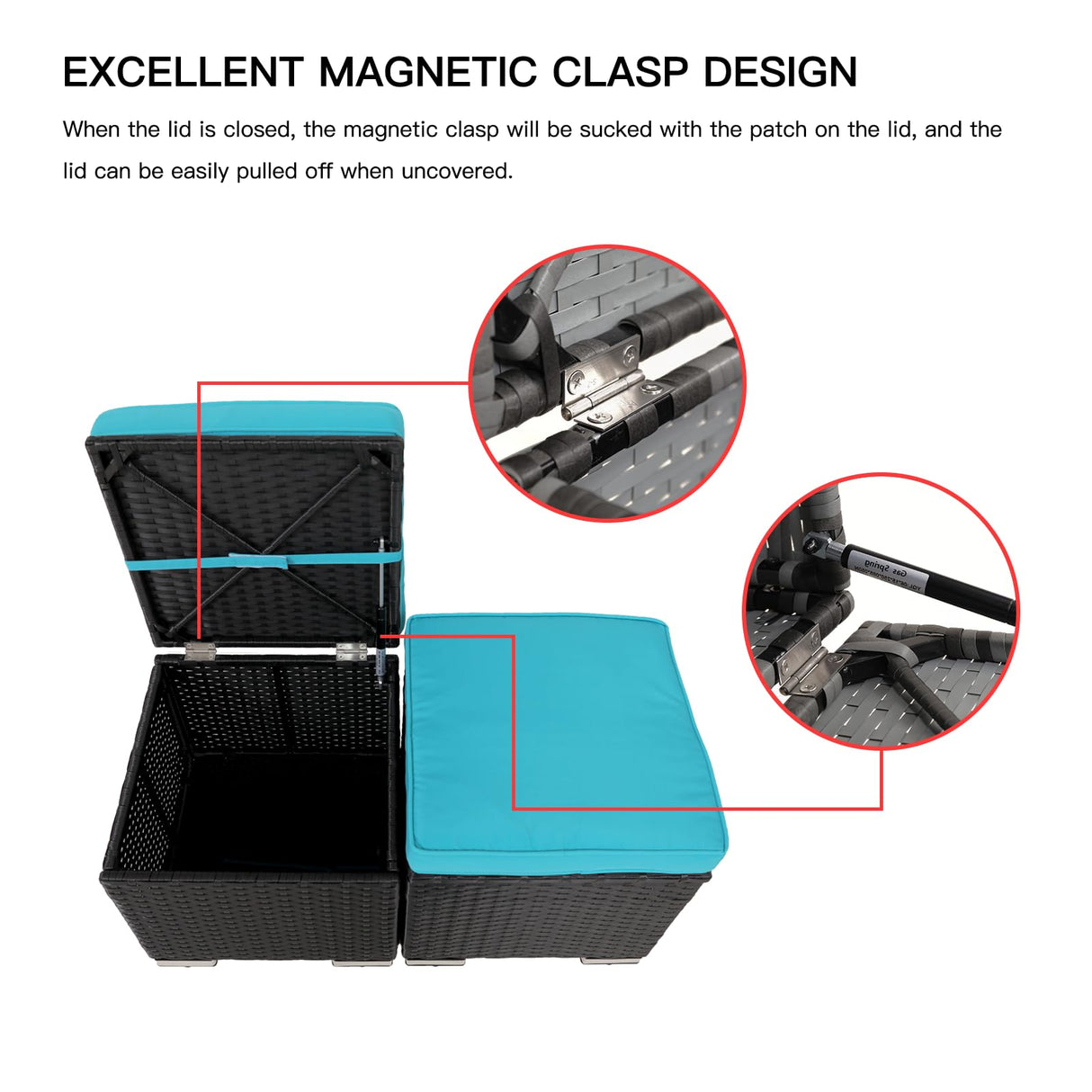 Y Enjoy 2-Pieces Outside Rattan Ottomans,Multipurpose Outdoor Furniture for Patio, Backyard, Additional Seating, Footrest, Side Table w/Storage, Removable Cushions Y ENJOY YOUR DAY I YING