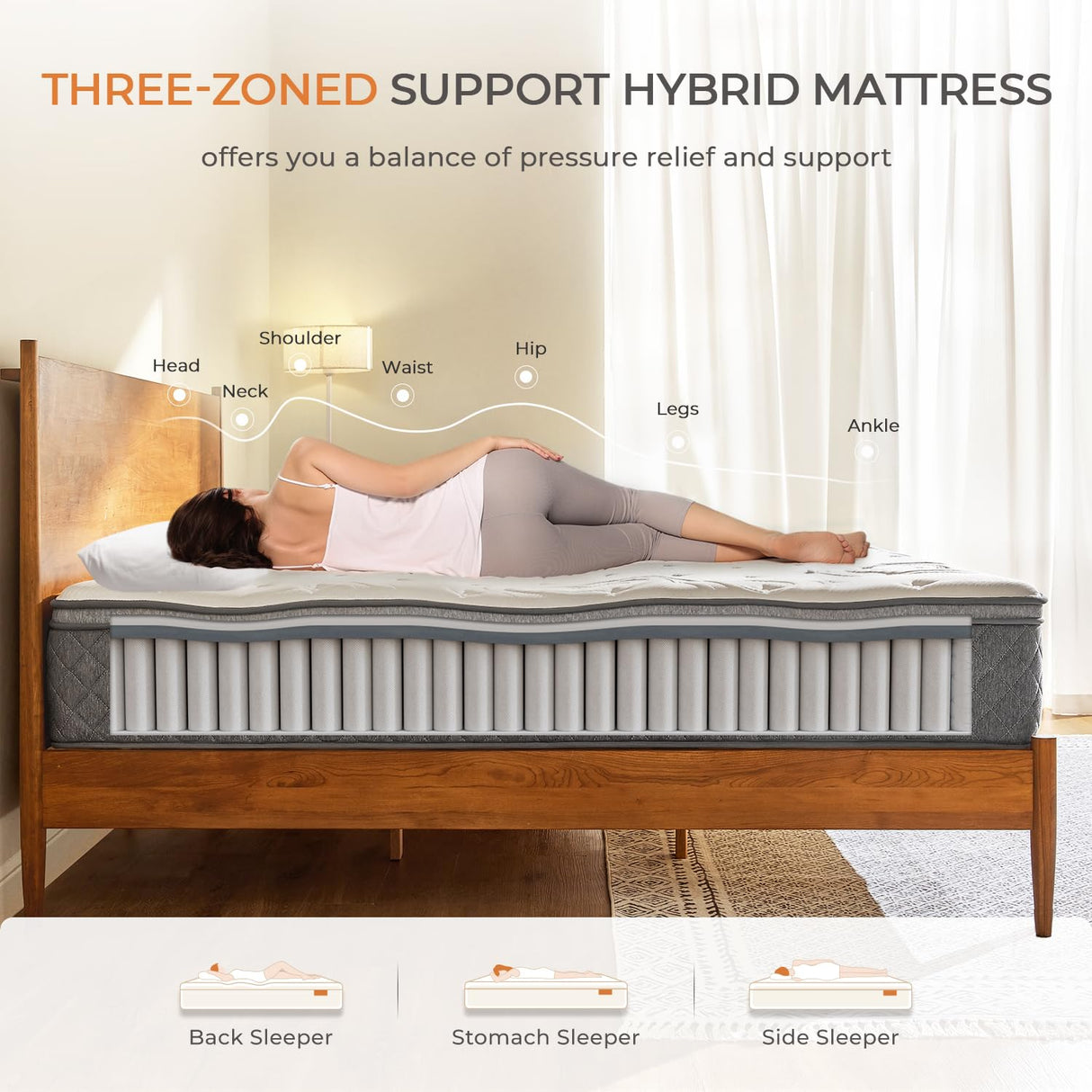 Sweetnight Queen Mattress - 12 Inch Queen Bed Mattress in a Box, Hybrid Queen Size Mattress with Pocketed Coils for Comfort Sleep and Balanced Support Sweetnight