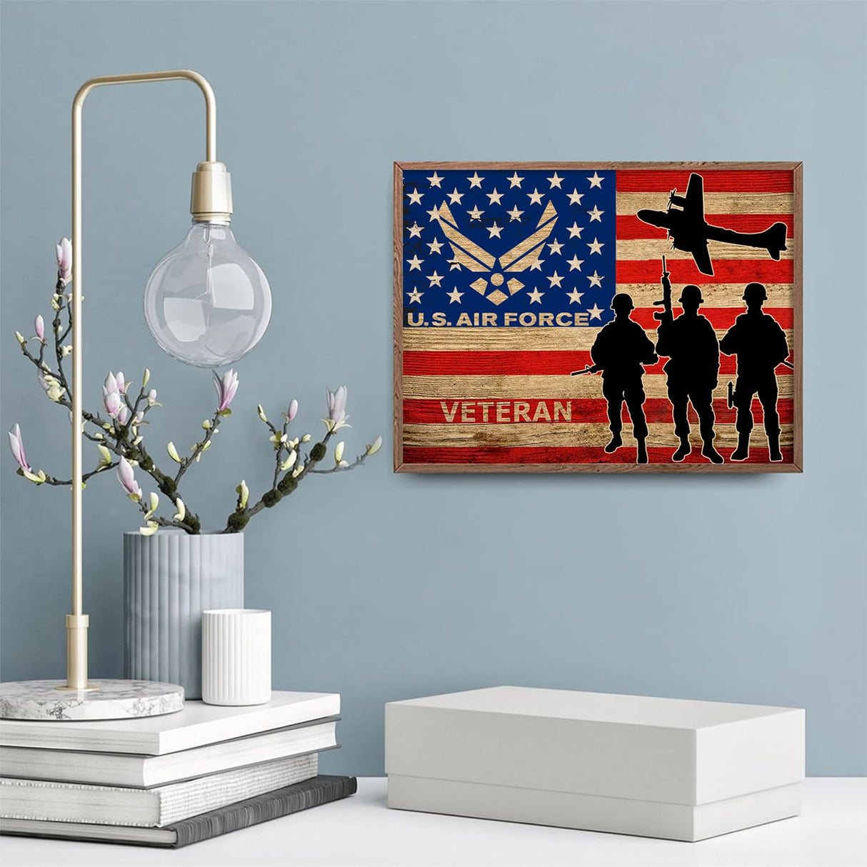 DIY 5D Diamond Art Kits Painting for Adults Full Drill by Number Painting Grain U.S. Air Force Veteran Soldier Plane Set for Home Wall Decor 30x40cm/11.8x15.8inch WoodArtSupply
