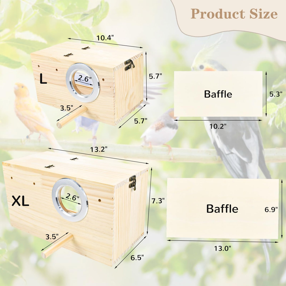 ShuRung Parrot Nesting Box Cockatiel Nesting Box Bird Breeding Box House Handcrafted Wooden Acrylic Transparent Bird Box with Detachable Wooden Board for Parakeets Cockatiel Budgie Conure Parrot XL ShuRung