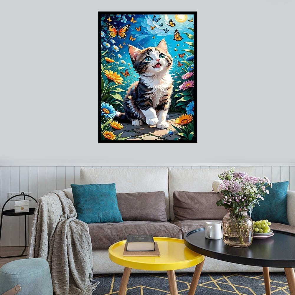 Cat Diamond Art Kits for Adults - Cute Cat Diamond Painting Kits for Adults Beginners,5D Full Drill Diamonds Arts Crafts for Home Wall Decor 12x16 Inch Generic