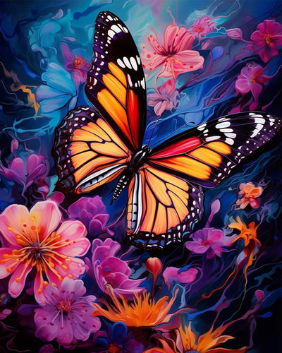 MBNTJHT DIY Easy Butterfly Paint by Numbers Kit for Adults, Flowers Paint by Number Kits on Canvas for Beginners,Acrylic Painting Kits for Home Wall Decor 16 X 20 Inch.