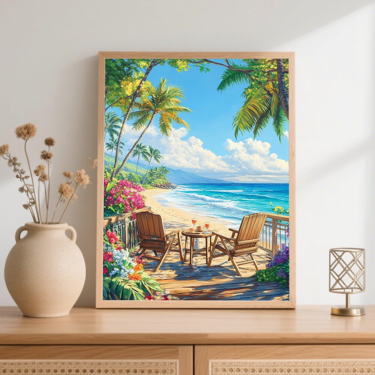 Ceiomez Paint by Numbers Kit for Adults Beach, Beach Paint by Numbers Kit for Adults, Adult Paint by Number Kits on Canvas for Home Decor Gift Art Work 16x20in Ceiomez