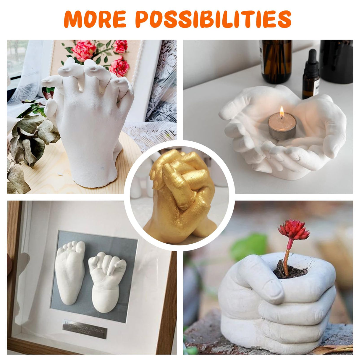 HTVRONT Hand Casting Kit Couples - Plaster Hand Mold Casting Kit with Practice Kit for Family, Valentines Day Gift for Men & Women Sculpture Hand Molding Kit, Anniversary Birthday Wedding Gift HTVRONT