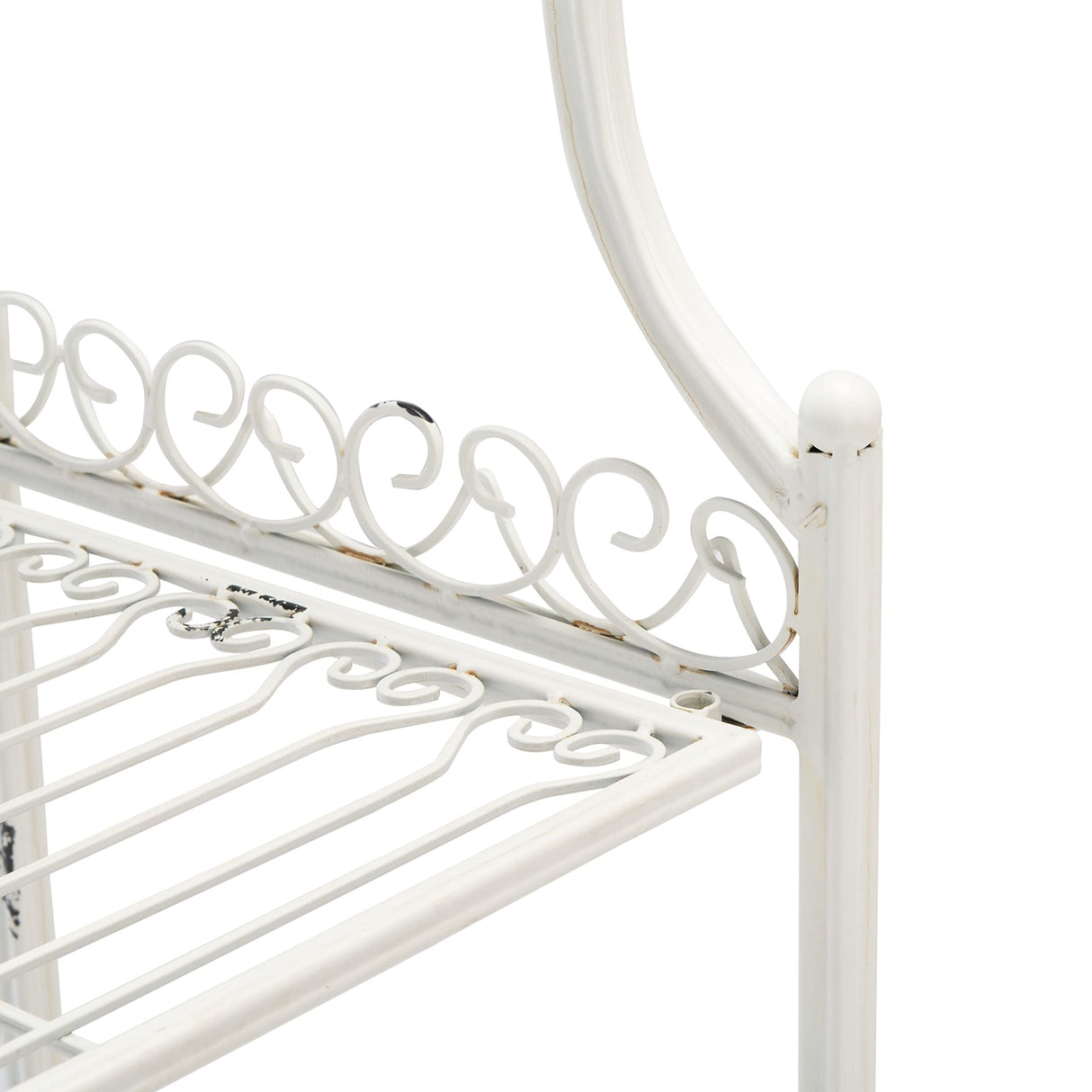 Safavieh PAT5014B Outdoor Collection Amaris Antique White Wrought Iron 4-Tier Bakers Rack Safavieh