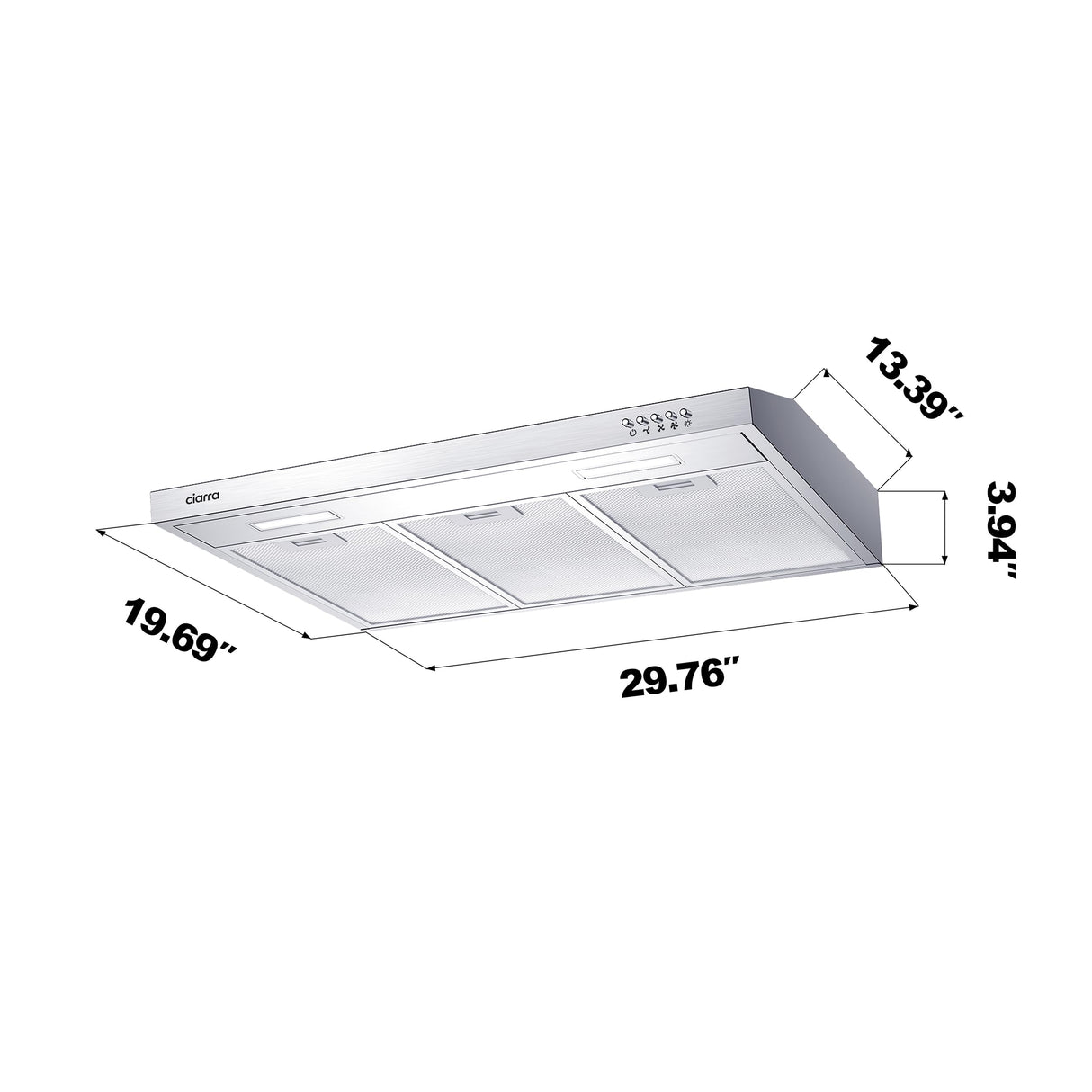 CIARRA Ductless Range Hood 30 inch Under Cabinet Hood Vent for Kitchen Ducted and Ductless Convertible CAS75918A CIARRA