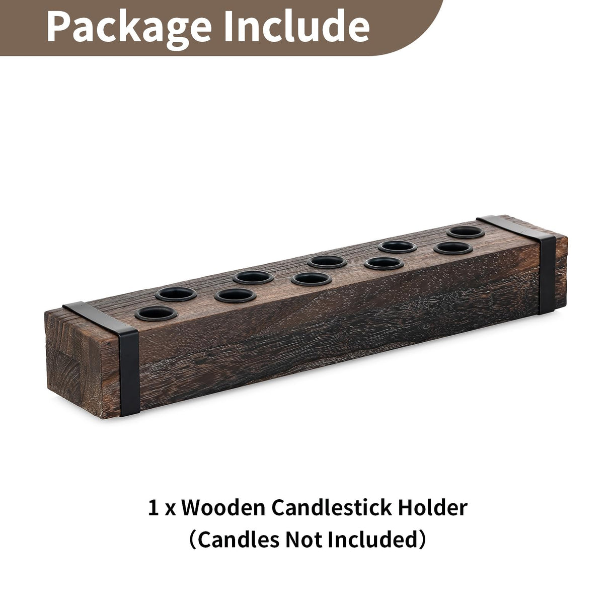 NUPTIO Wood Candelabra for Table Centerpiece: 16.5 inch Long Taper Candle Holder - Farmhouse Candlestick Holder for Christmas Home Dining Living Room Fireplace Decor NUPTIO